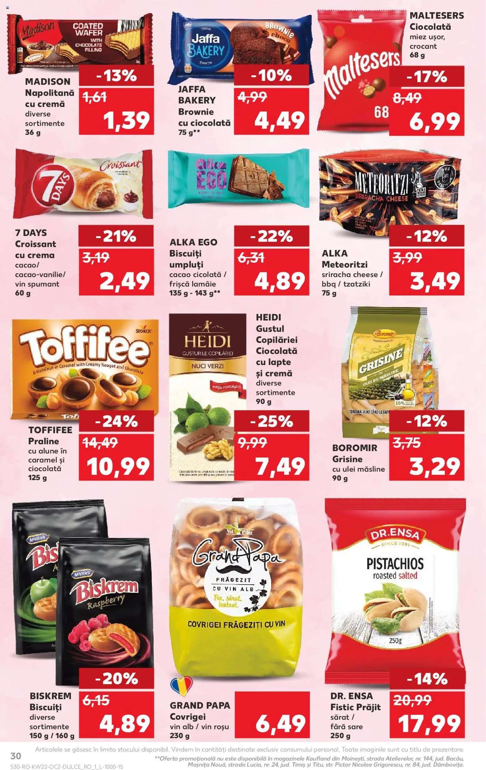 Kaufland RO akciós ujság - amely érvényes a következő dátumtól: 27.05.2026 | Oldal: 30 | Termékek: Croissant, Praliné, Toffifee, Brownie