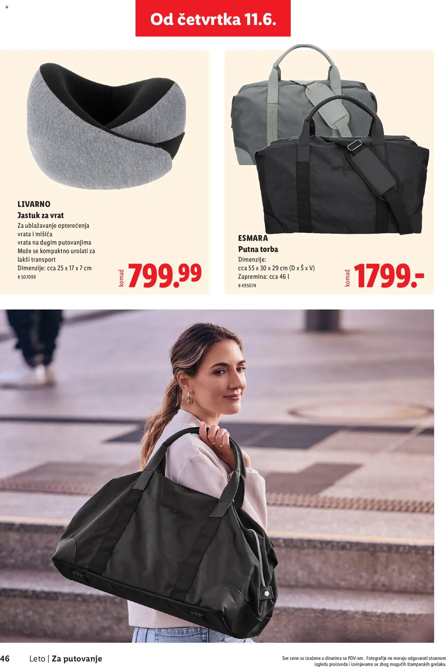 Lidl katalog - važi od 28.05.2026 | Strana: 46 | Proizvode: Putna torba, Jastuk, Vrata, Torba