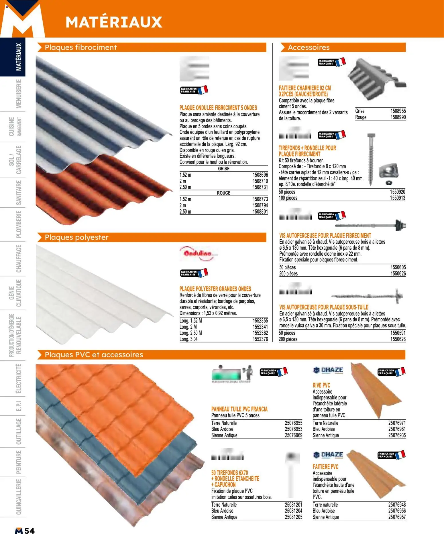 {H1} | Page: 54 | Produits: Tuile, Charnière, Cloche, Couverture