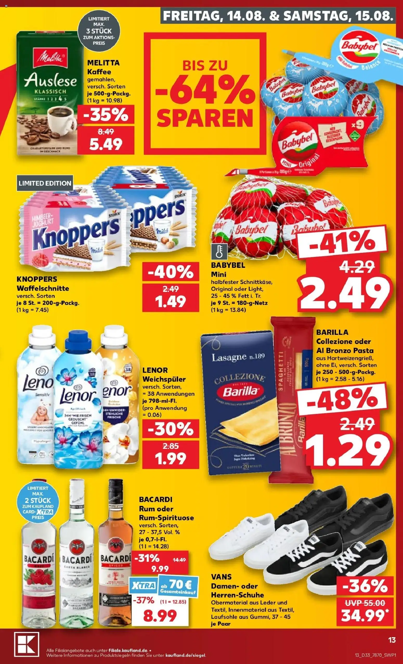 Prospekt Kaufland ab 13.08.2026 » Angebote Online zum Blättern | Seite: 13 | Produkte: Melitta, Joghurt, Kaffee, Spaghetti