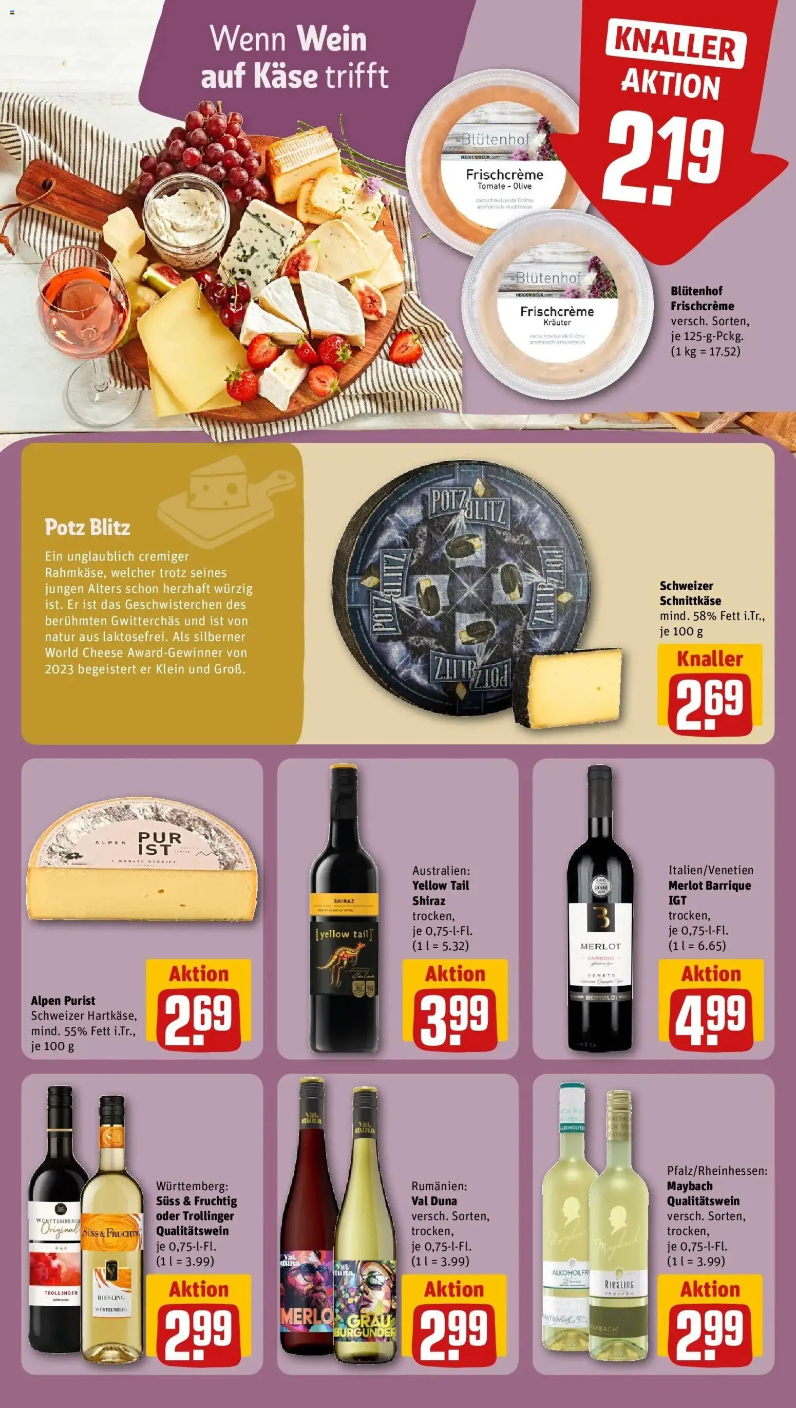 REWE Prospekt ab 31.08.2026 zum Blättern » Angebote | Seite: 15 | Produkte: Käse, Merlot, Creme, Wein