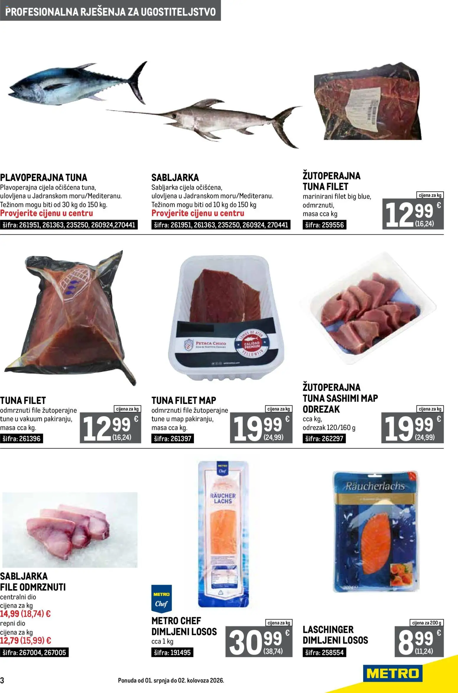 Metro katalog | vrijedi od 01.07.2026 | Stranica: 3 | Proizvodi: Dimljeni losos, Losos, Tuna