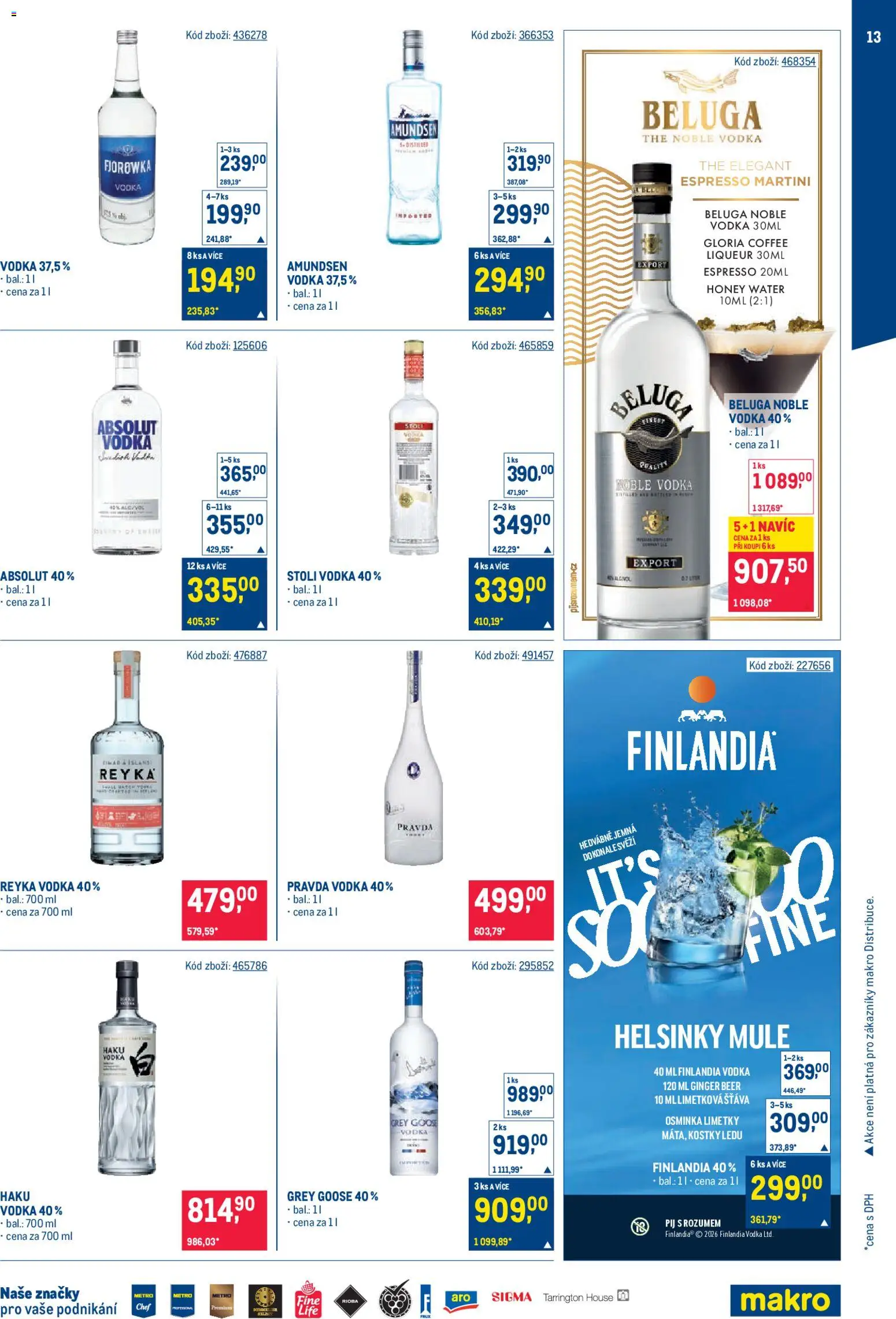 Makro leták - Bar od 22.04.2026 | Strana: 13 | Produkty: Martini, Ginger Beer, Finlandia vodka, Kostky ledu