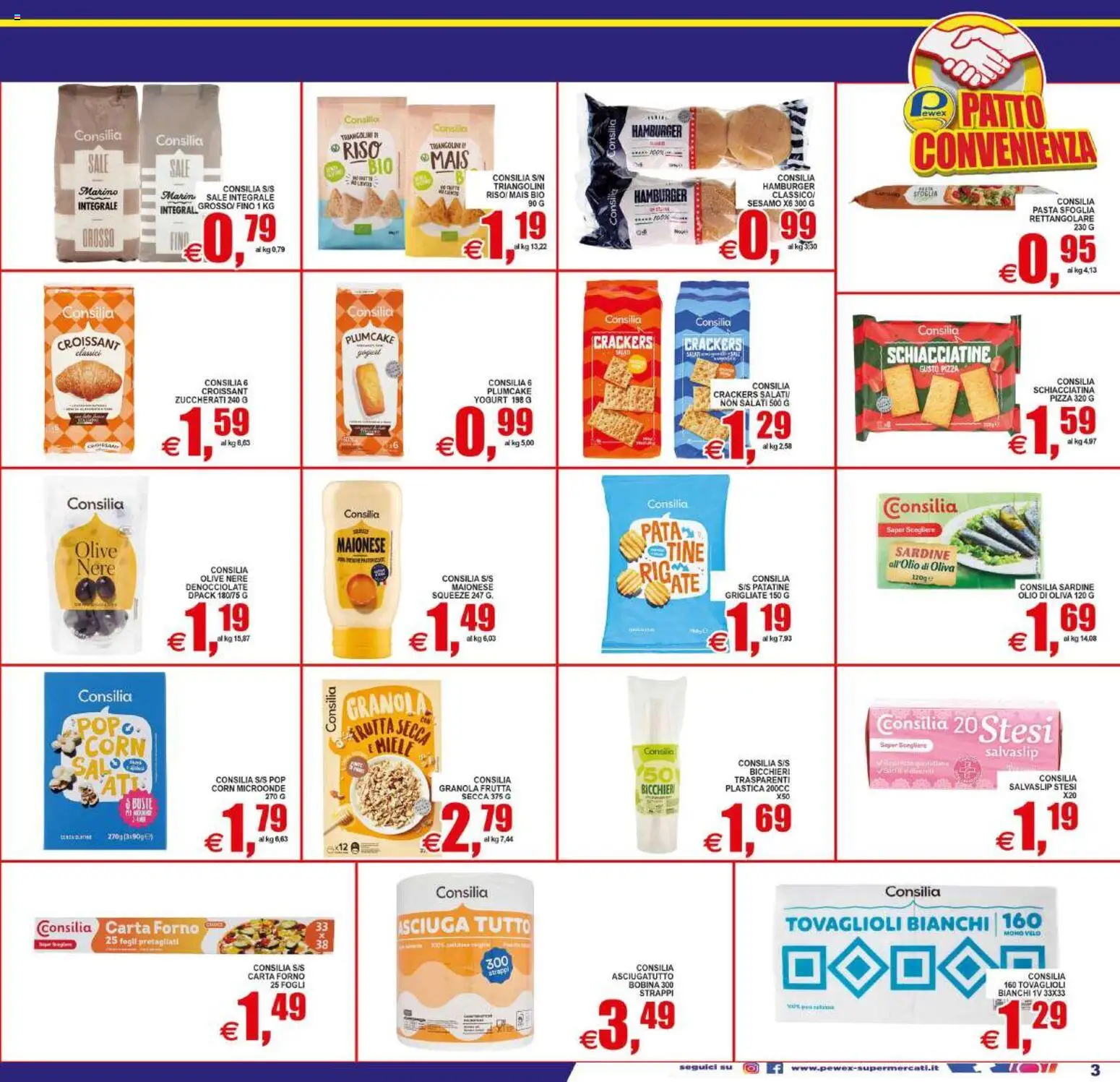 Volantino Pewex del 19/06/2026 | Pagina: 3 | Prodotti: Pizza, Pasta sfoglia, Carta forno, Miele