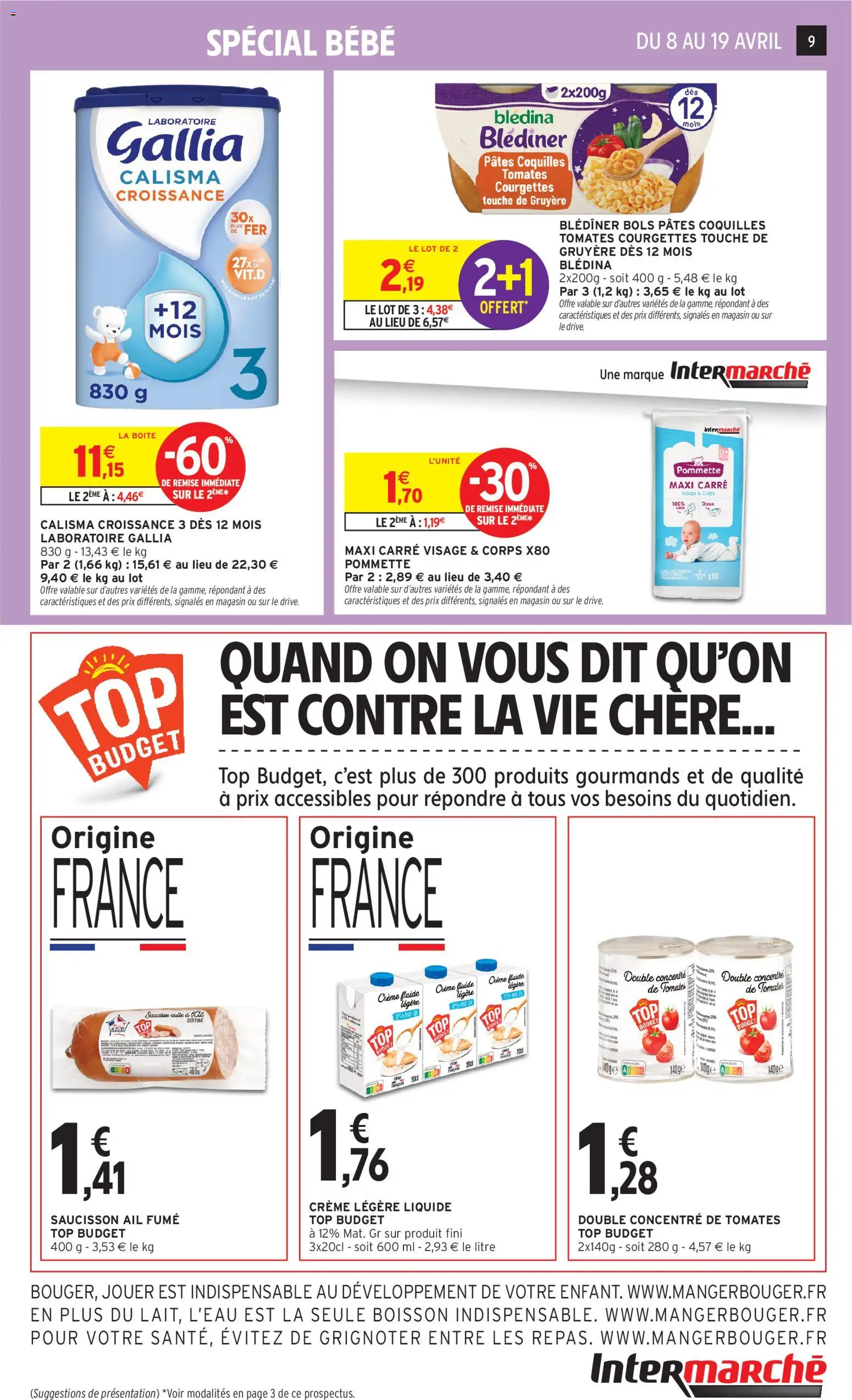 {H1} | Page: 9 | Produits: Saucisson, Ail, Pâtes, Crème