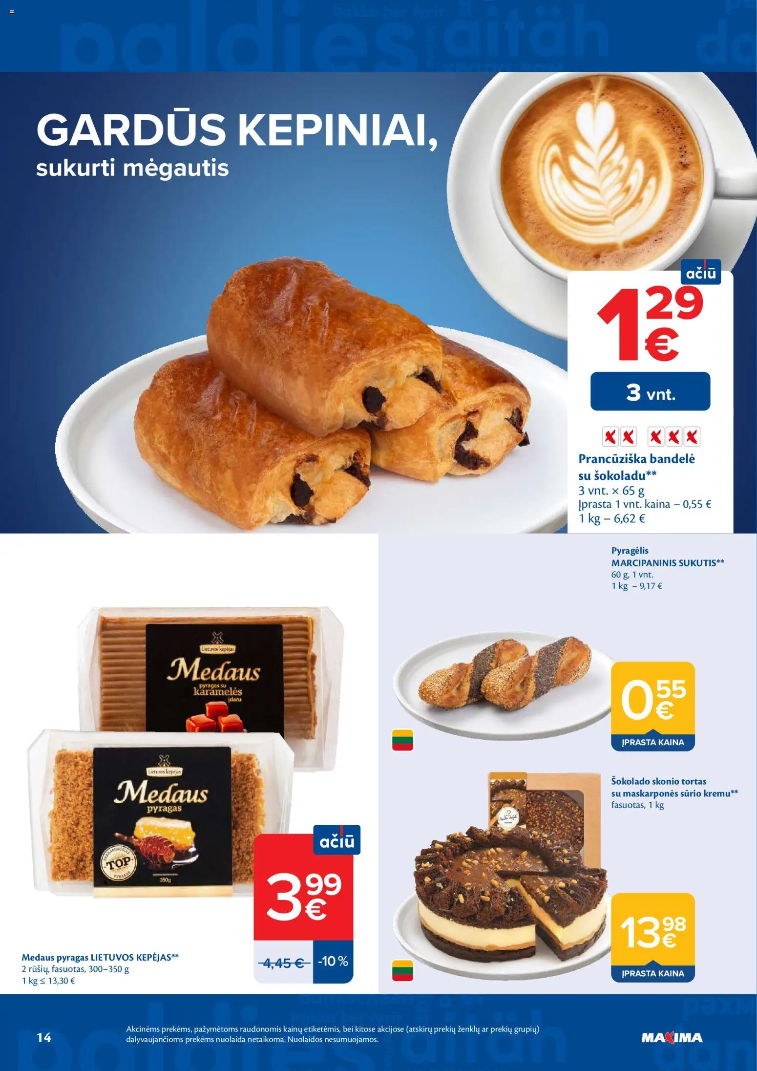 MAXIMA akcijos nuo 2026.07.07 | Puslapis: 14 | Prekių: Bandelė, Tortas, Pyragas