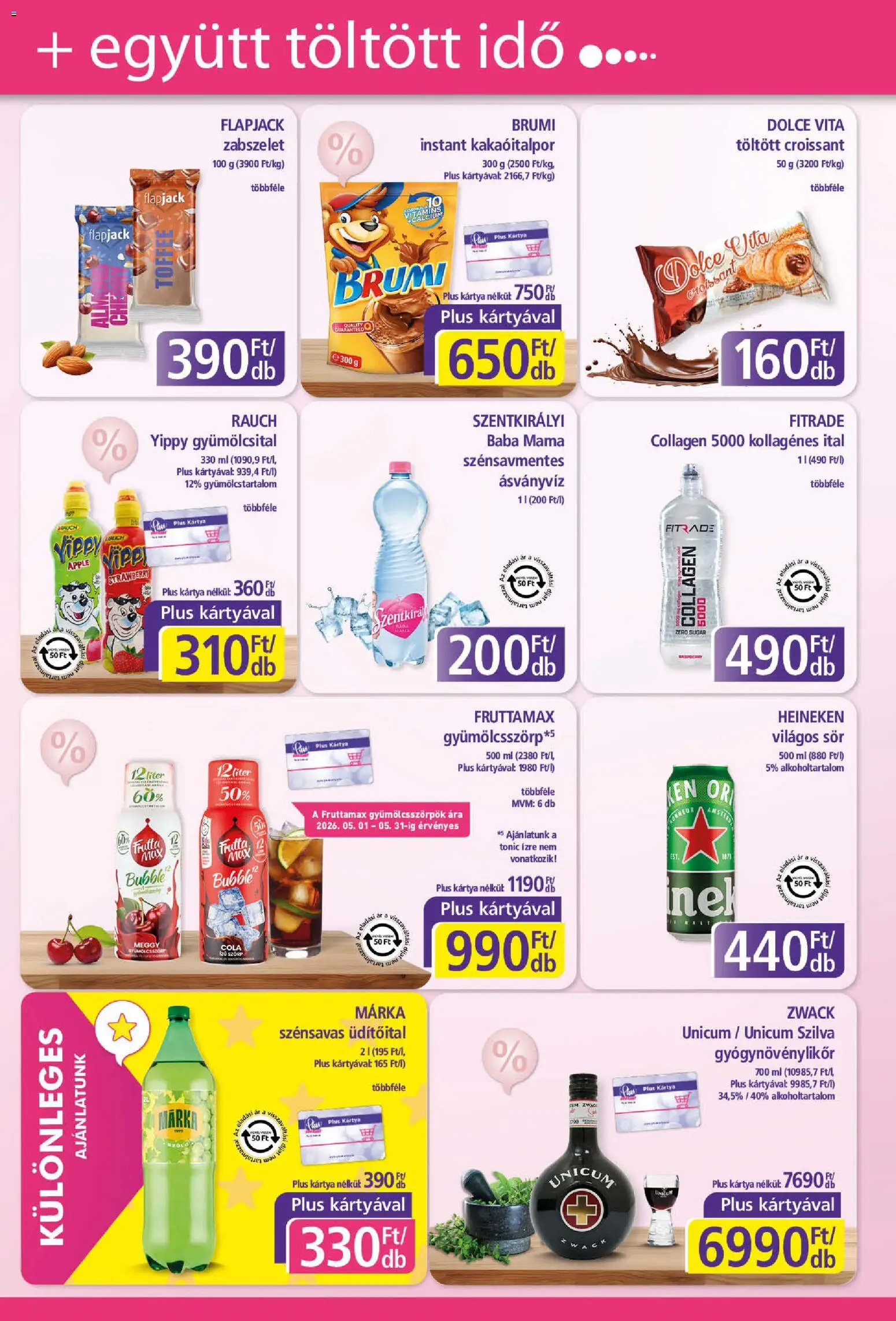 Plus Market akciós ujság - amely érvényes a következő dátumtól: 07.05.2026 | Oldal: 7 | Termékek: Szörp, Tonic, Gyümölcsital, Meggy
