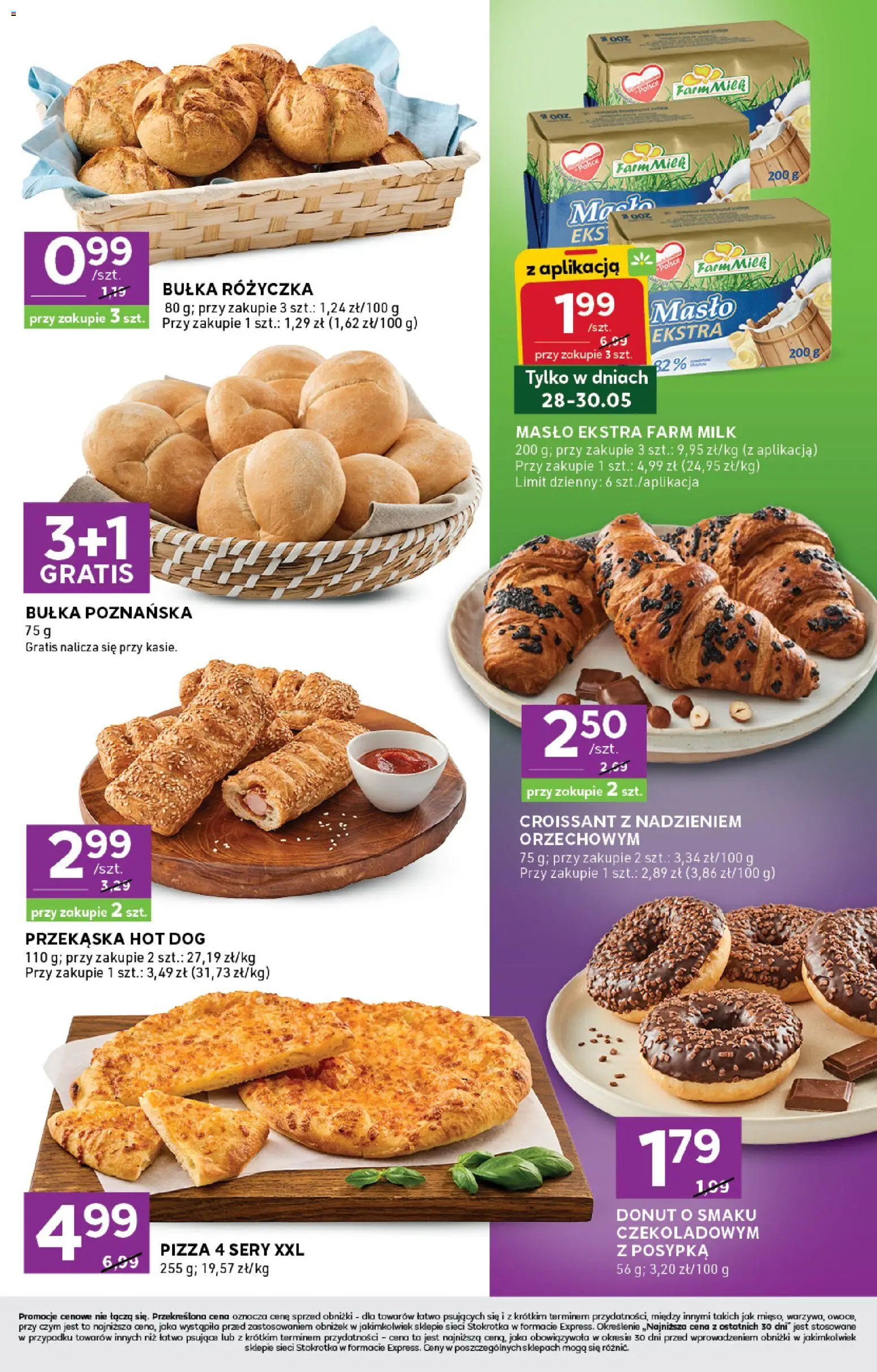 Stokrotka gazetka - Express od 28.05.2026 | Strona: 3 | Produkty: Bułka, Donut, Masło, Bułka poznańska