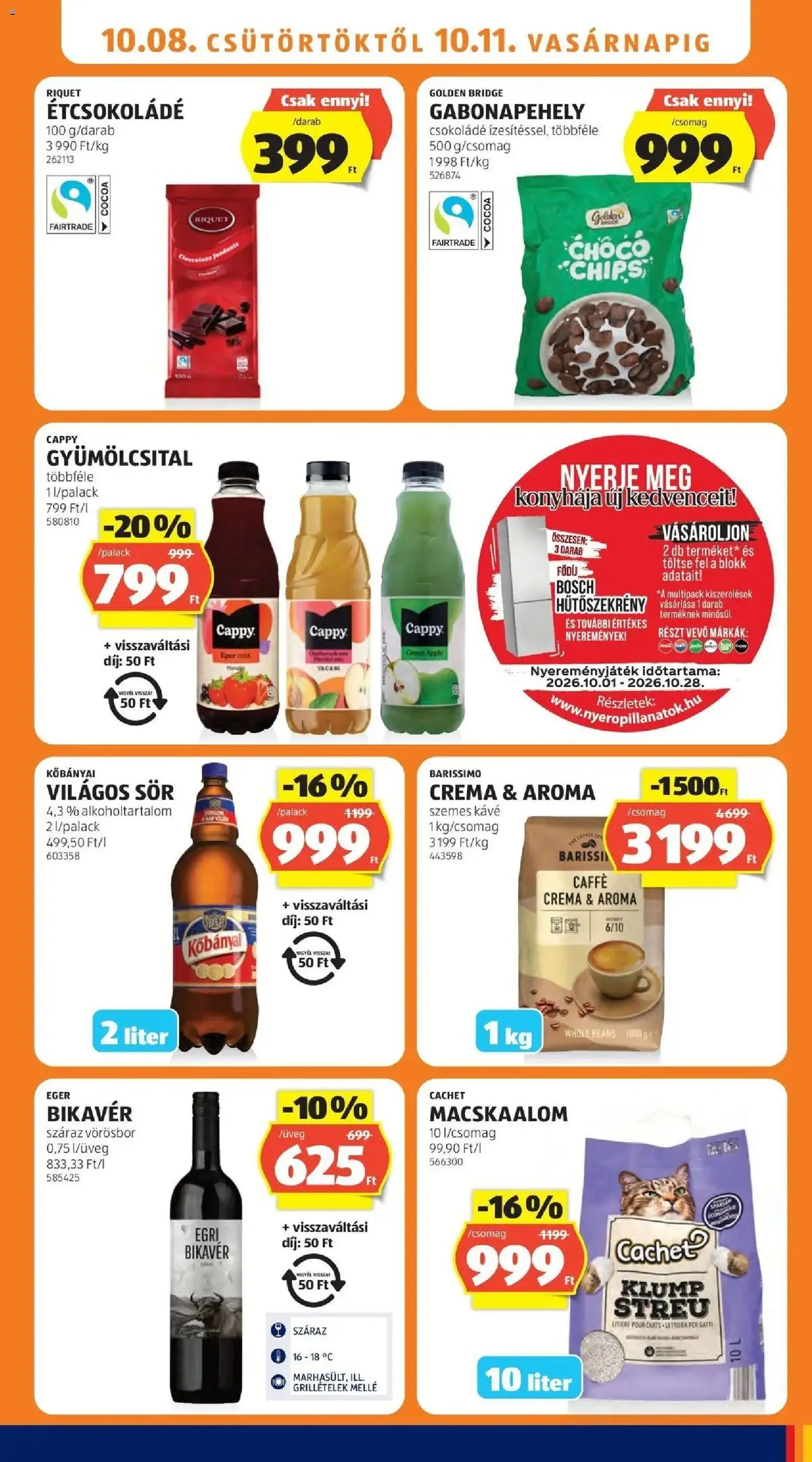 Aldi akciós ujság - amely érvényes a következő dátumtól: 2026.10.08. | Oldal: 11 | Termékek: Bosch, Gabonapehely, Kőbányai, Szemes kávé