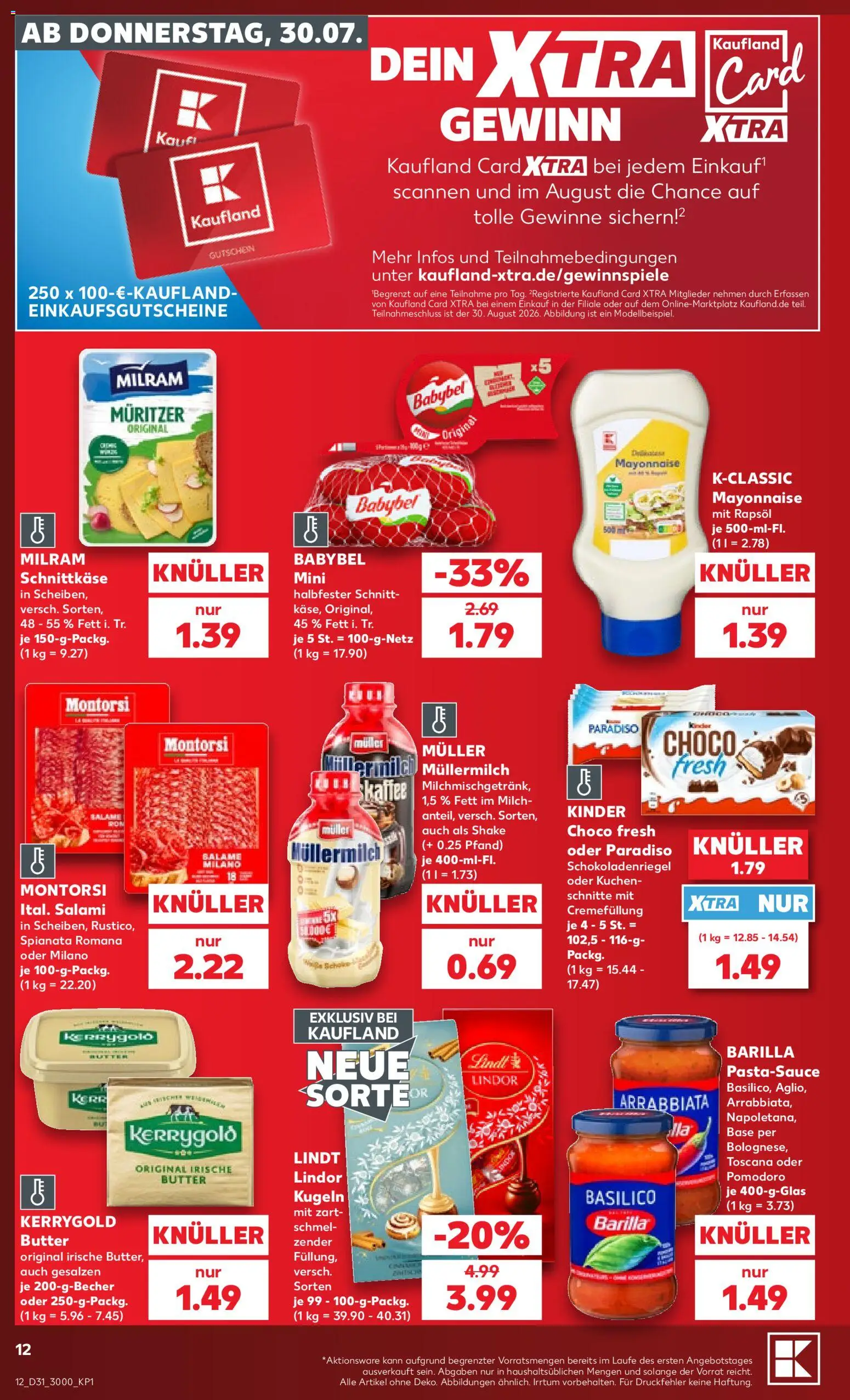{H1} | Pagina: 12 | Producten: Salami, Kinder, Lindor, Barilla