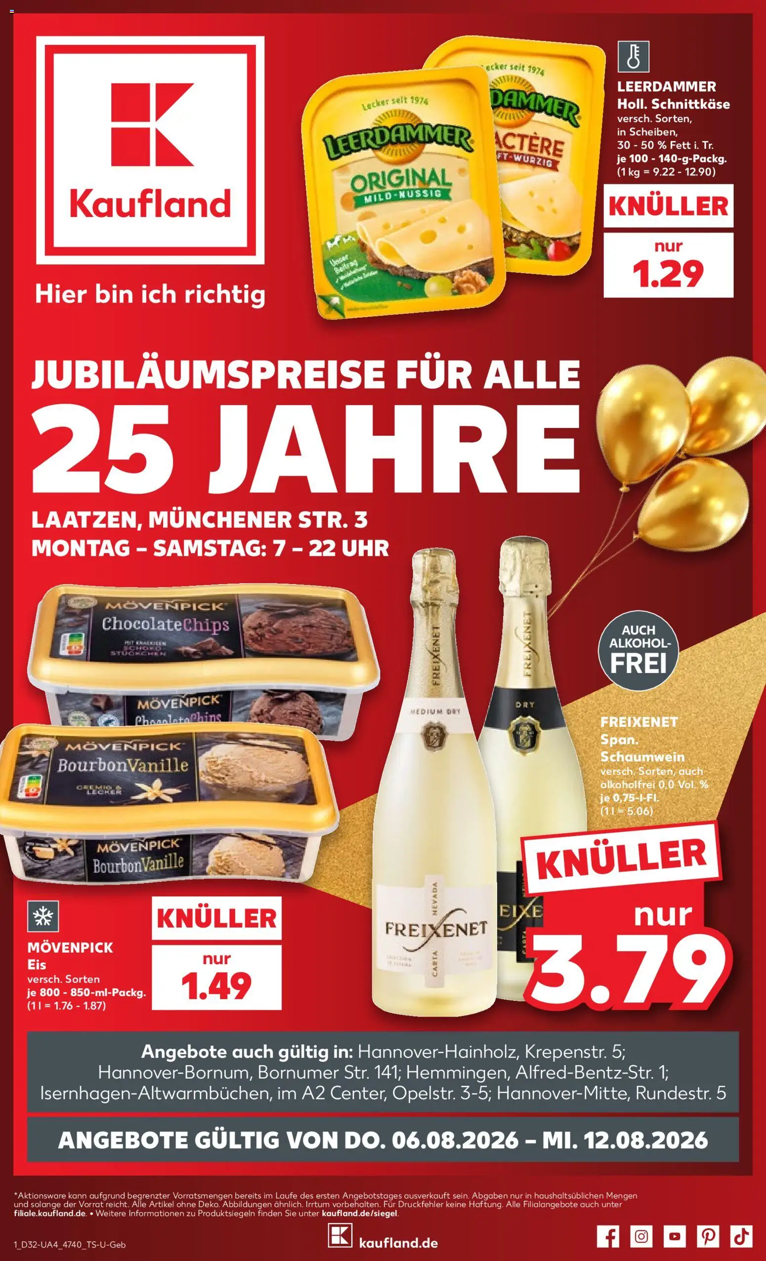 Kaufland Německo leták - Hannover od 06.08.2026 | Strana: 1 | Produkty: Leerdammer