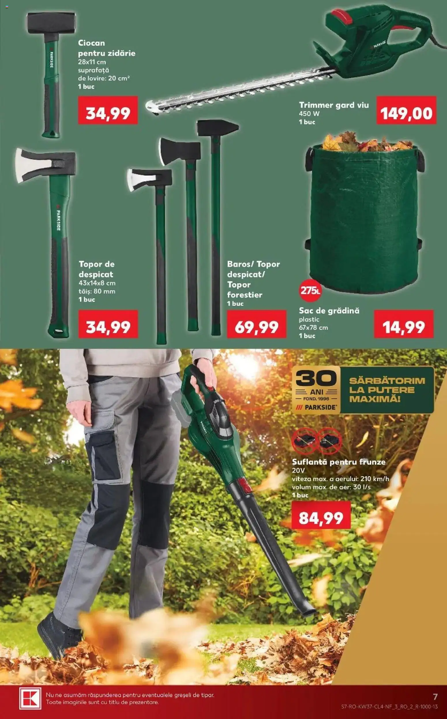 Kaufland Viseu de Sus 09.09.2026 - Revista si Oferta | Pagină: 7 | Produse: Trimmer, Suflantă, Parkside, Sac