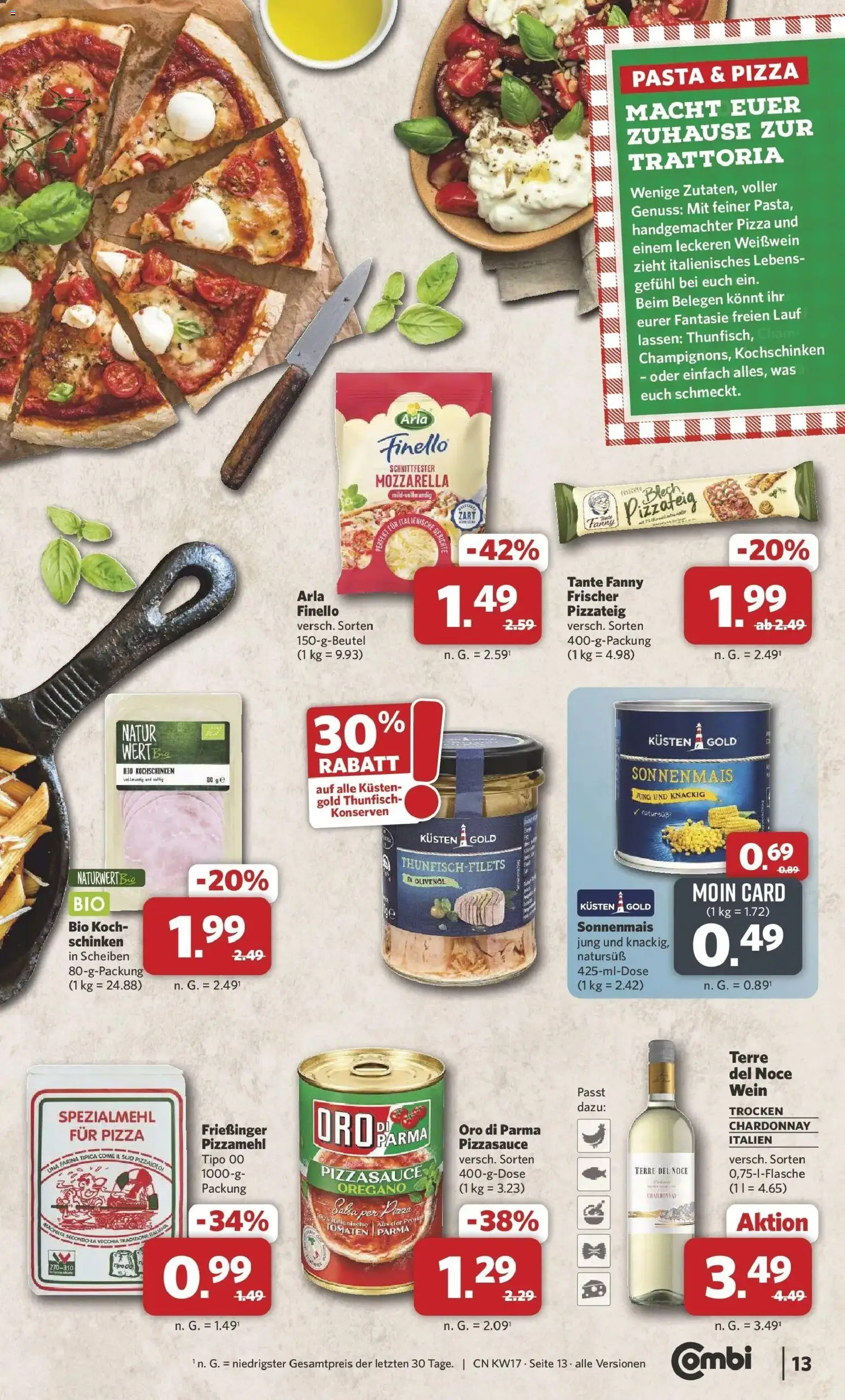 Combi Prospekt Detmold – gültig ab 20.04.2026 | Seite: 13 | Produkte: Weißwein, Mozzarella, Oro di parma, Schinken