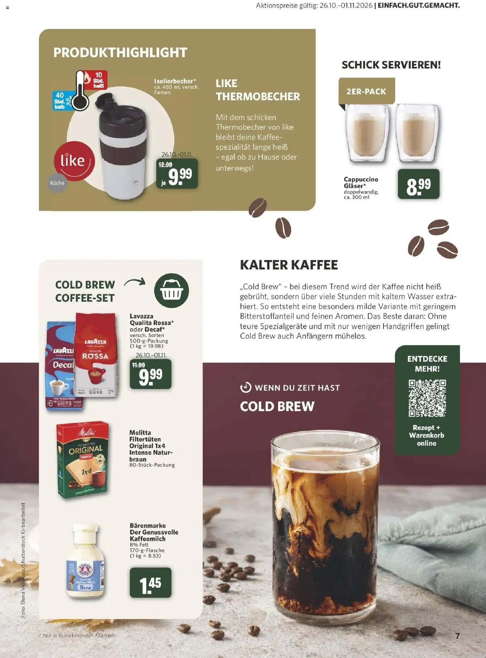 Combi Aktueller Prospekt (ab 26.10.2026) zum Blättern | Seite: 7 | Produkte: Melitta, Lavazza, Kaffee, Wasser