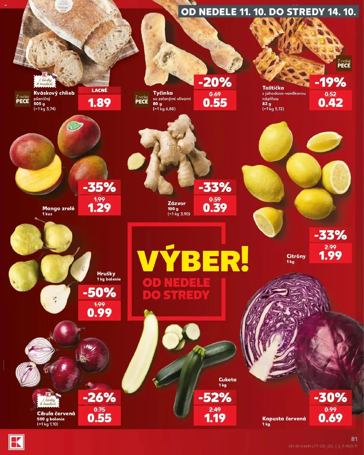 Nové Kaufland akcie – leták je platný od 08.10.2026 | Strana: 81 | Produkty: Cibuľa červená, Cibuľa, Mango, Cuketa