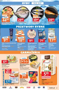 Pogląd oferty "E.Leclerc gazetka" - ważna od 30.06.2026 | Strona: 21 | Produkty: Lasagne, Pudełko, Hummus, Ryba