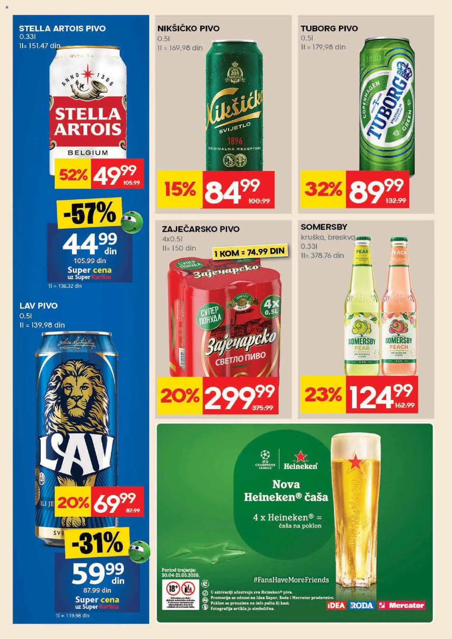 Mercator katalog - važi od 30.04.2026 | Strana: 26 | Proizvode: Tuborg, Zaječarsko pivo, Somersby, Breskva