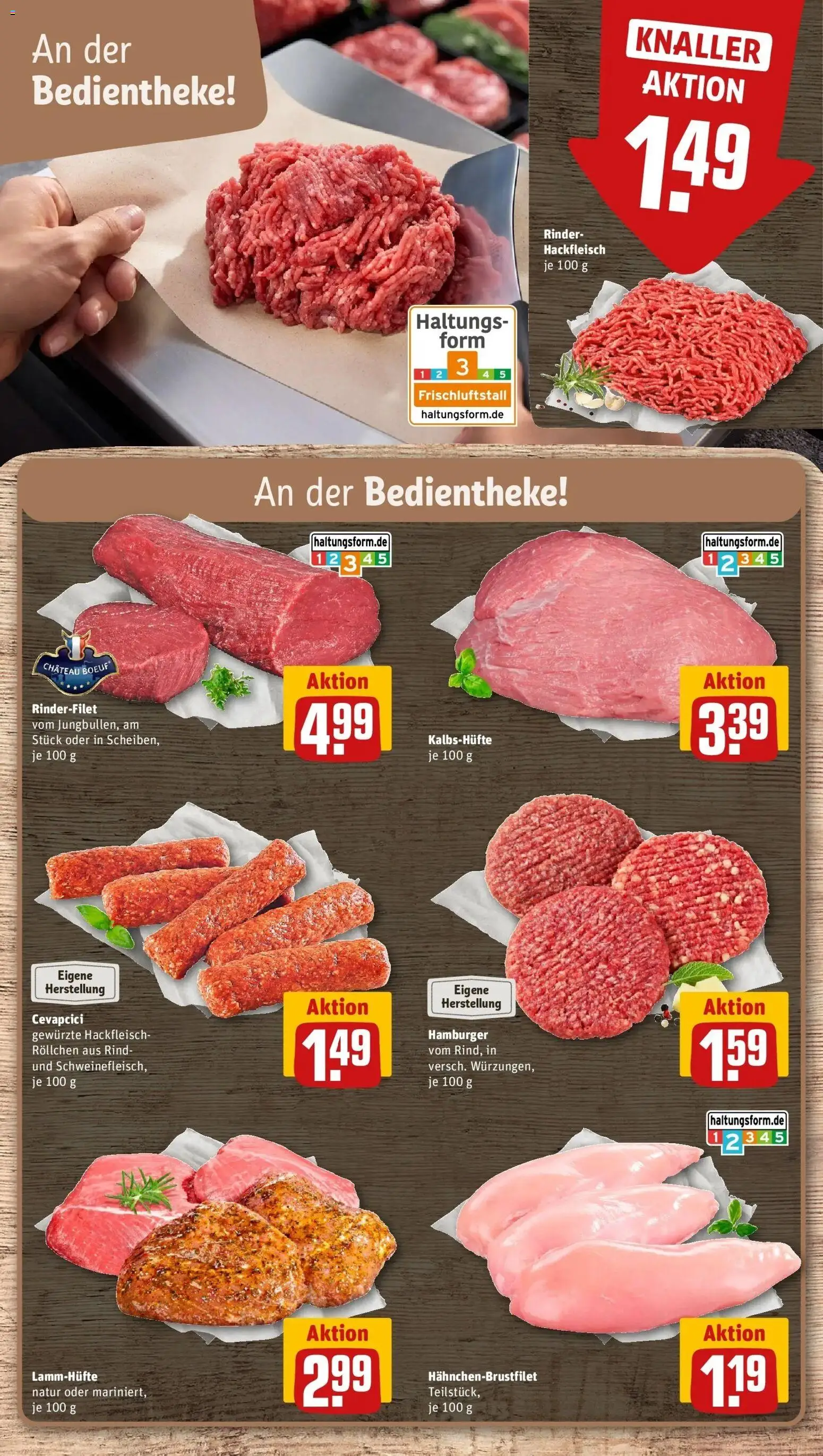 REWE Prospekt ab 03.08.2026 zum Blättern » Angebote | Seite: 8 | Produkte: Rinderfilet, Cevapcici, Hackfleisch