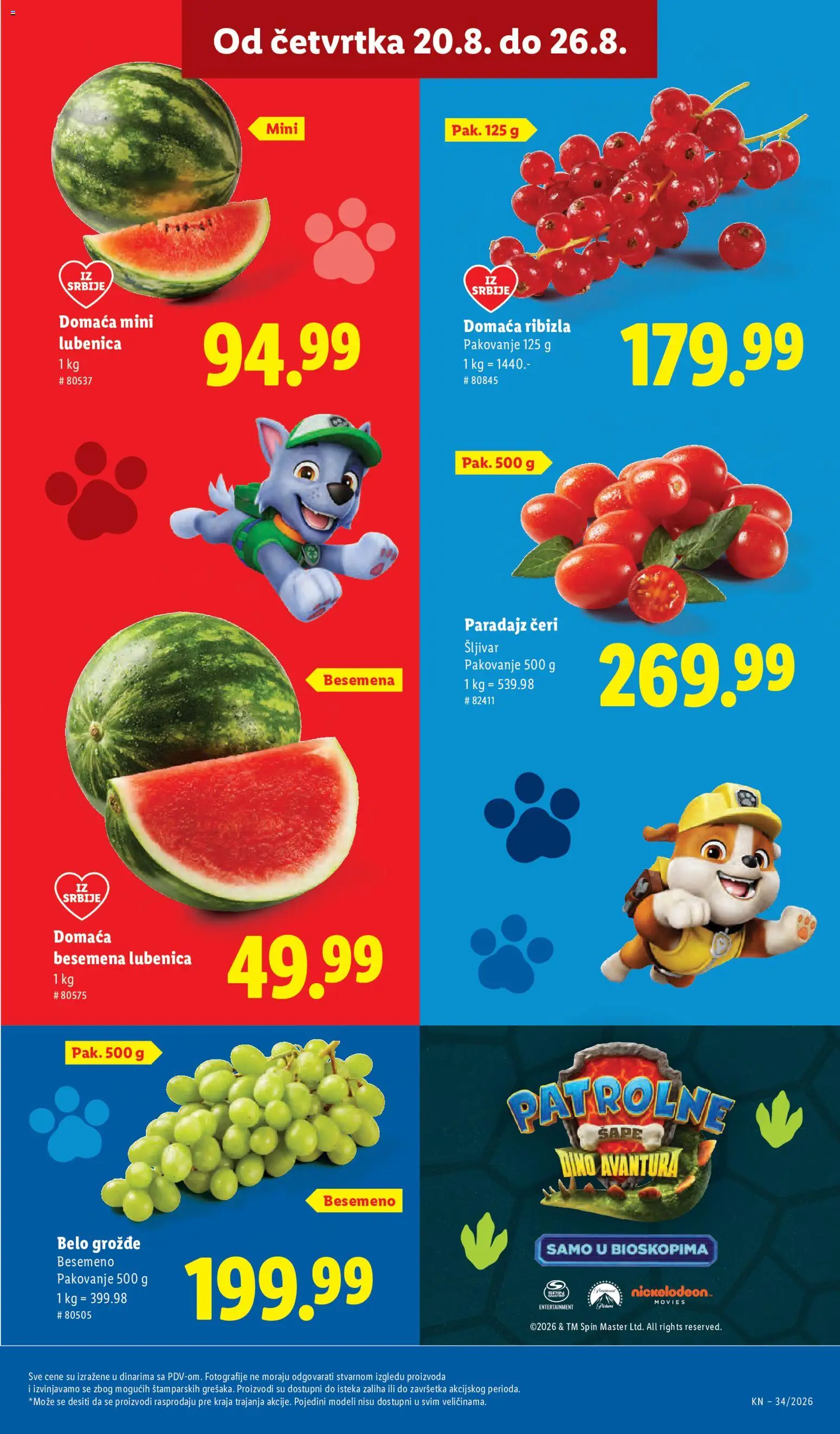 Lidl katalog - važi od 20.08.2026 | Strana: 19 | Proizvode: Grožđe, Lubenica, Pakovanje, Paradajz