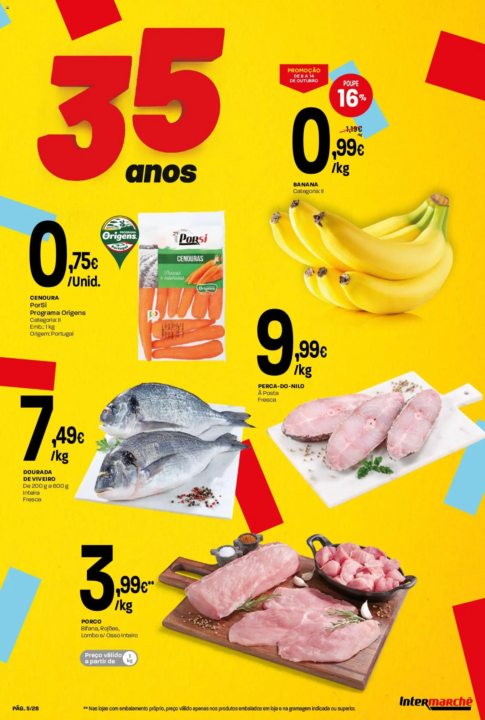 Intermarché folheto Contact │ válido de 08/10/2026 | Página: 5 | Produtos: Cenouras, Dourada, Banana, Lombo