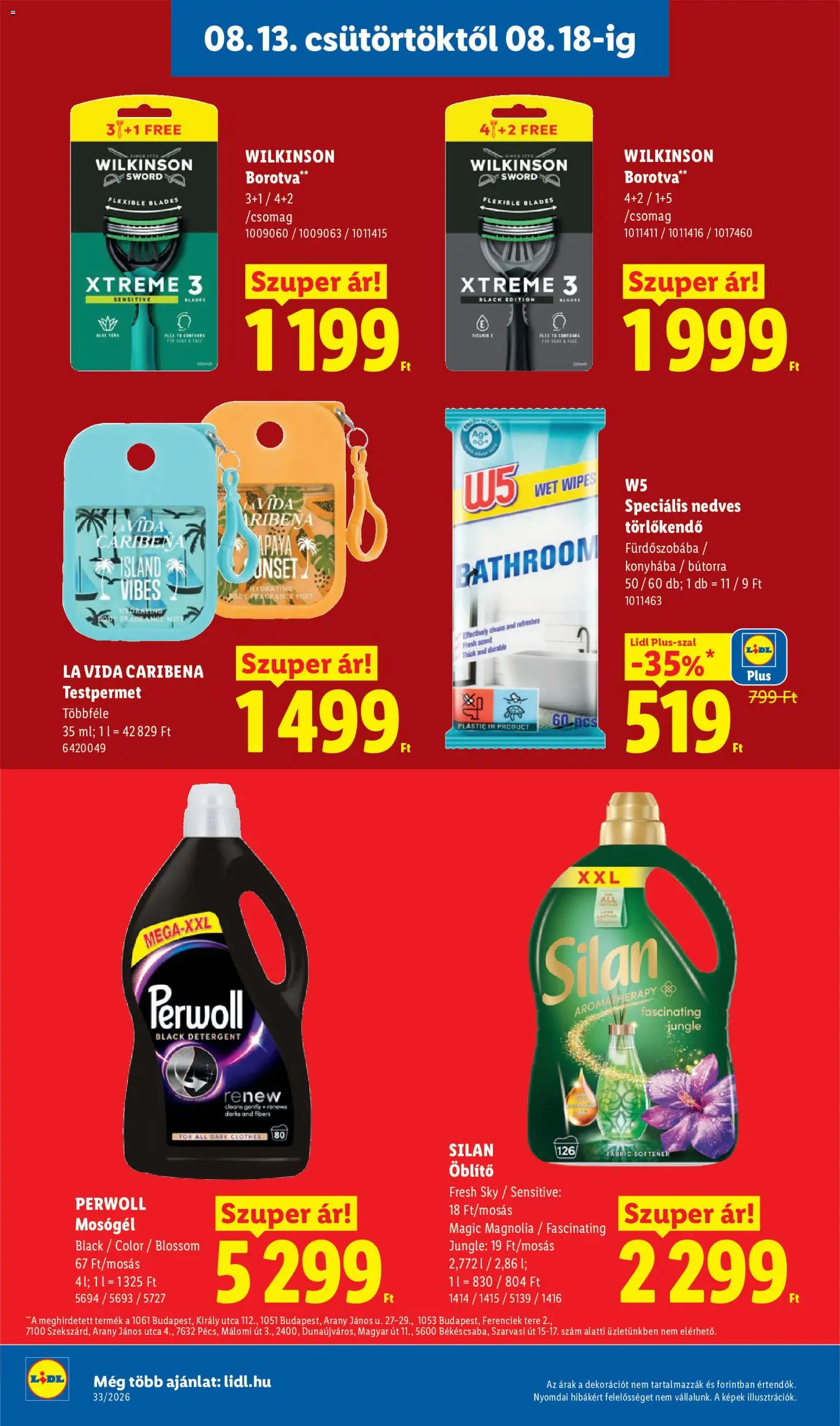 Lidl akciós ujság - amely érvényes a következő dátumtól: 2026.08.13. | Oldal: 18 | Termékek: Törlőkendő, Borotva, Mosógél, Öblítő