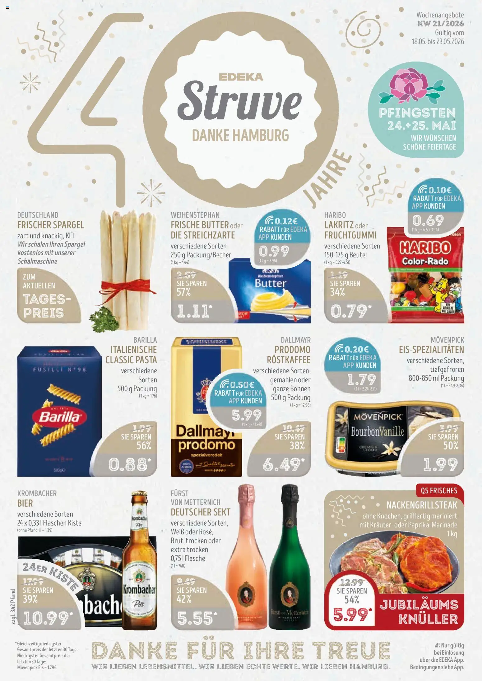 Edeka Struve Prospekt 	 – gültig ab 18.05.2026 | Seite: 1 | Produkte: Butter, Sekt, Krombacher, Eis