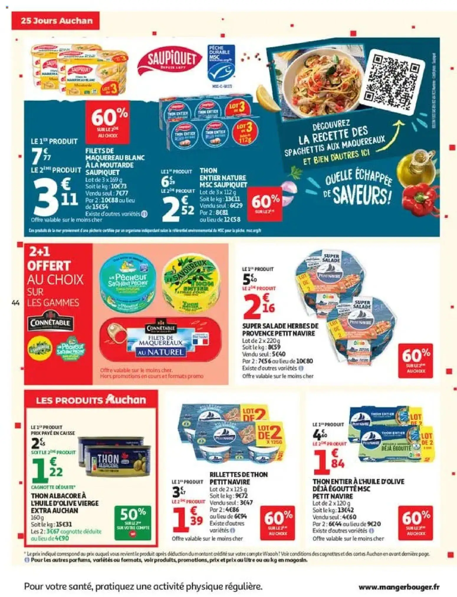 {H1} | Page: 44 | Produits: Salade, Spaghettis, Maquereau, Moutarde
