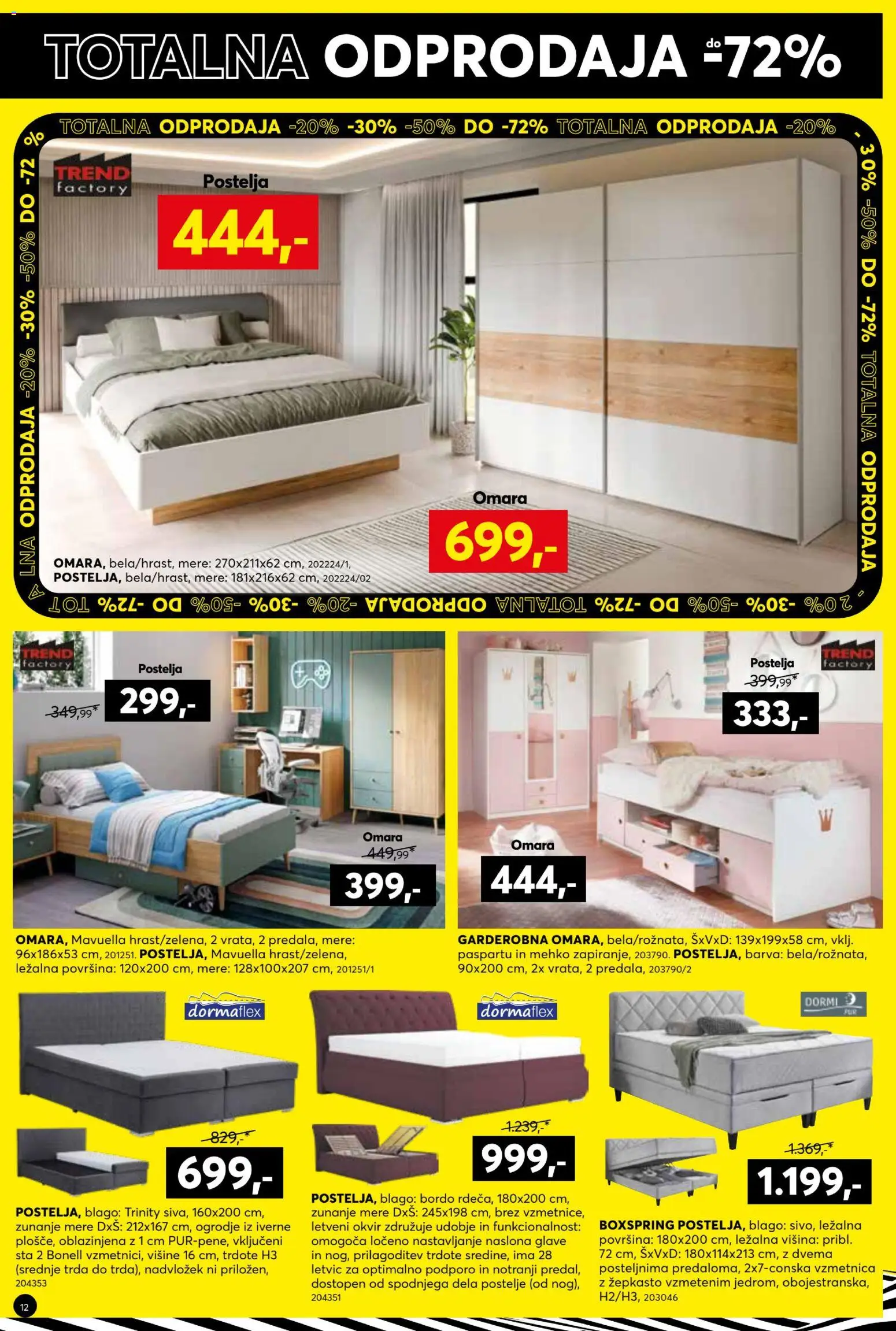 Novi Dipo katalog ponudbe – veljaven od 01.07.2026 | Stran: 12 | Izdelki: Okvir, Nadvložek, Vzmetnica, Barva