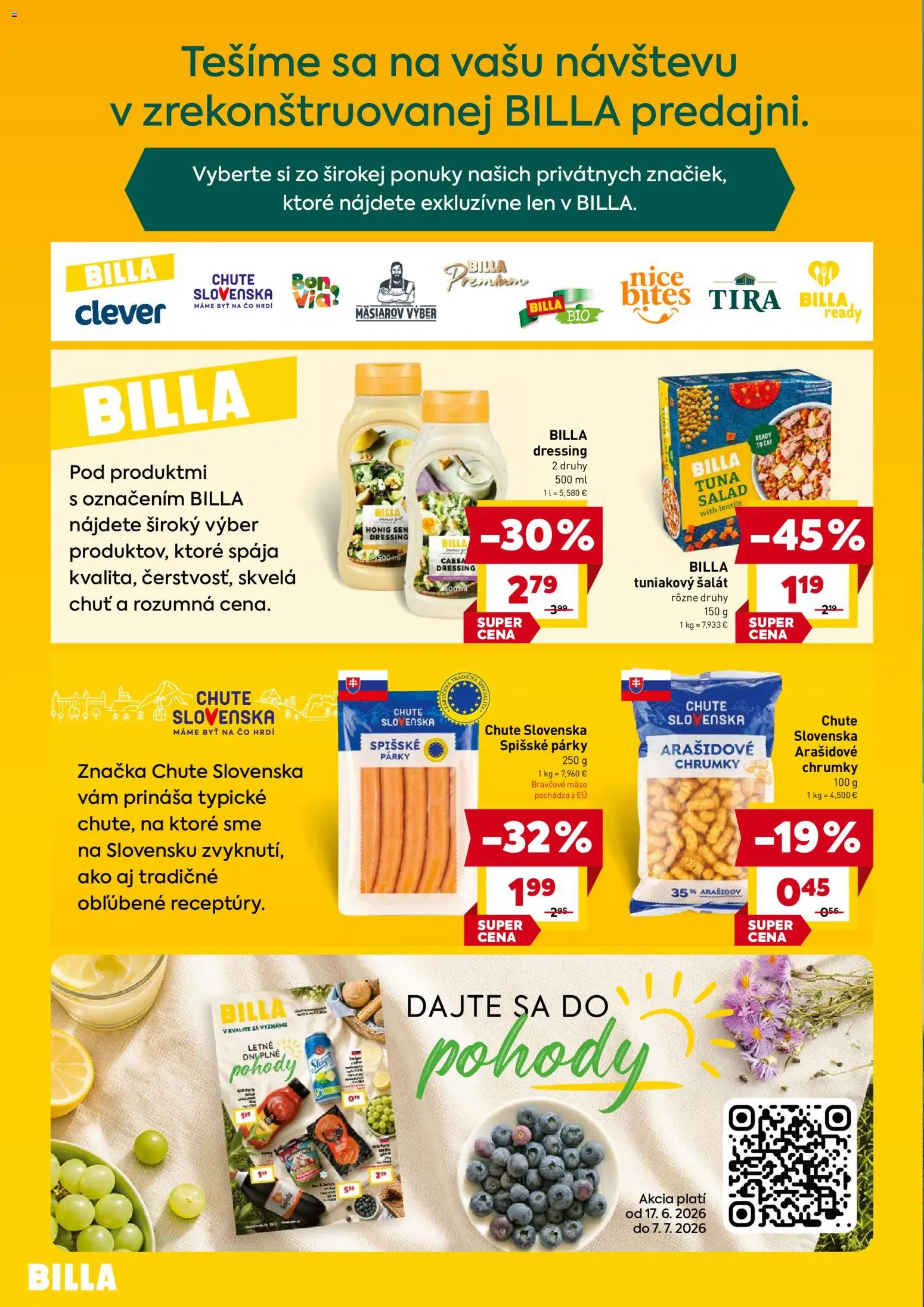 Nové Billa akcie – leták je platný od 01.07.2026 | Strana: 2 | Produkty: Bravčové mäso, Šalát, Párky