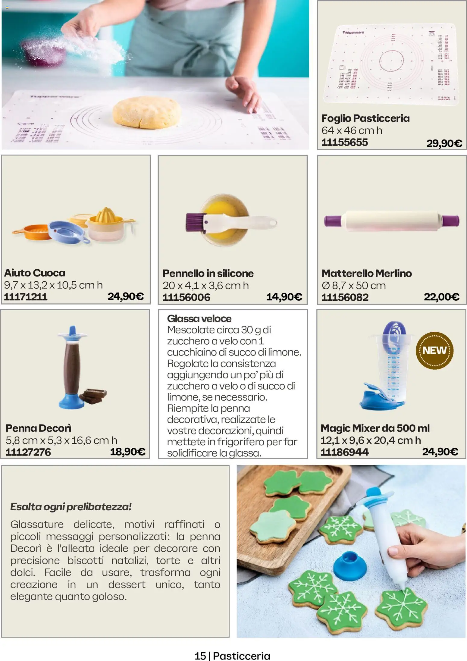 Volantino Tupperware del 01/10/2026 | Pagina: 15 | Prodotti: Pennello, Silicone, Frigorifero, Zucchero a velo