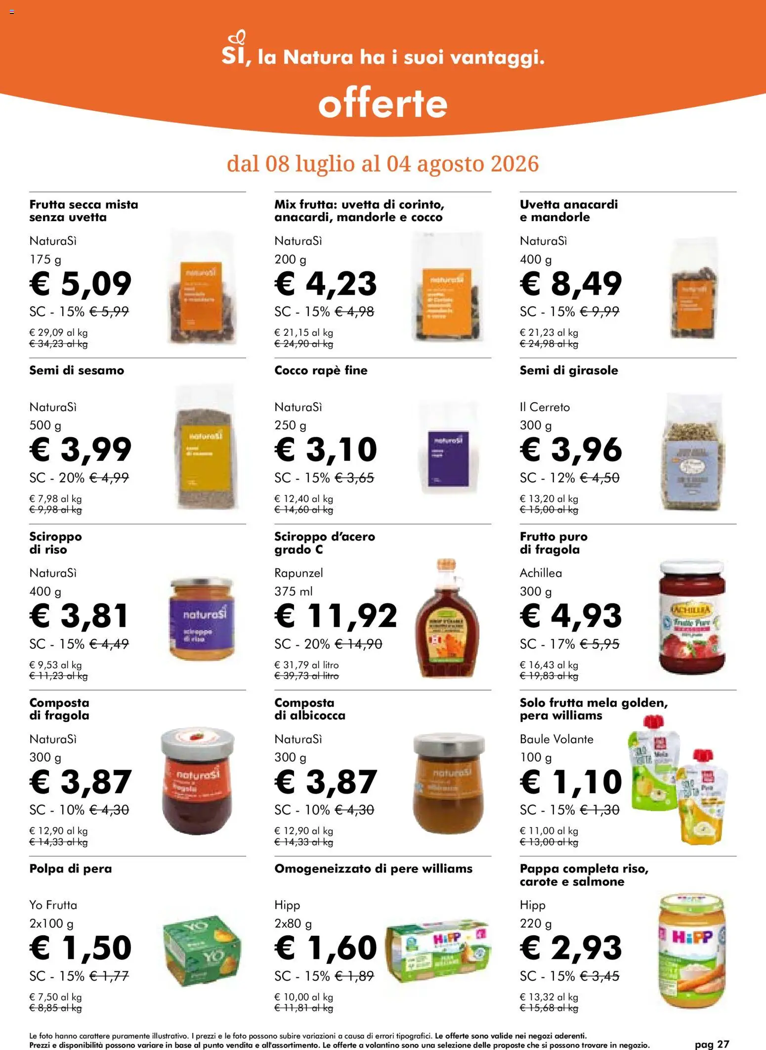 Volantino Natura Sì del 08/07/2026 | Pagina: 27