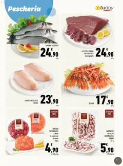 Anteprima del volantino SPIGOLA SELVAGGIA, Fresh sea bass. valido a partire dal 06.05.2026 | Pagina: 5 | Prodotti: Merluzzo, Polpo, Tonno, Spigola