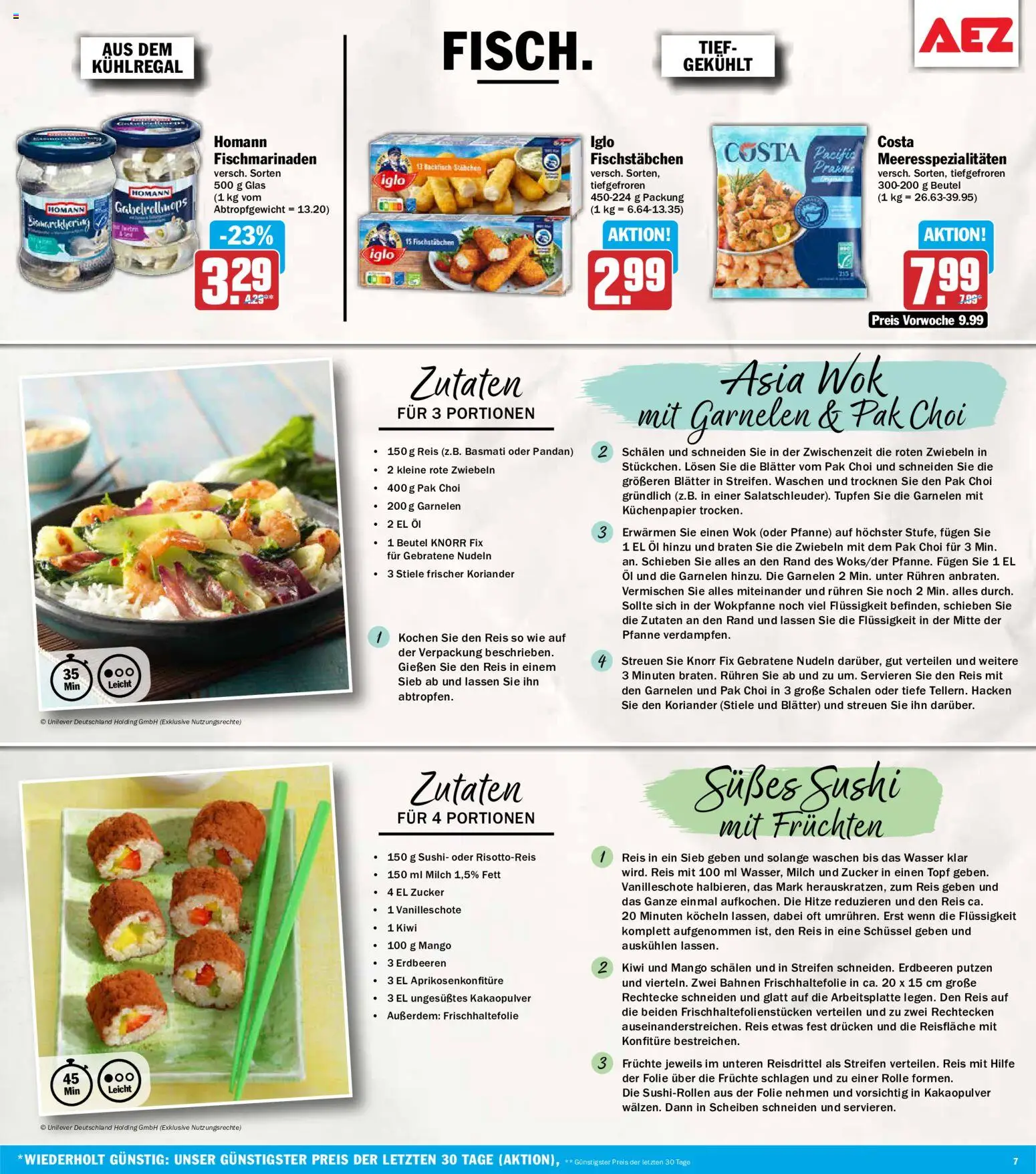 AEZ Prospekt – gültig ab 06.07.2026 | Seite: 7 | Produkte: Iglo, Zucker, Erdbeeren, Wok