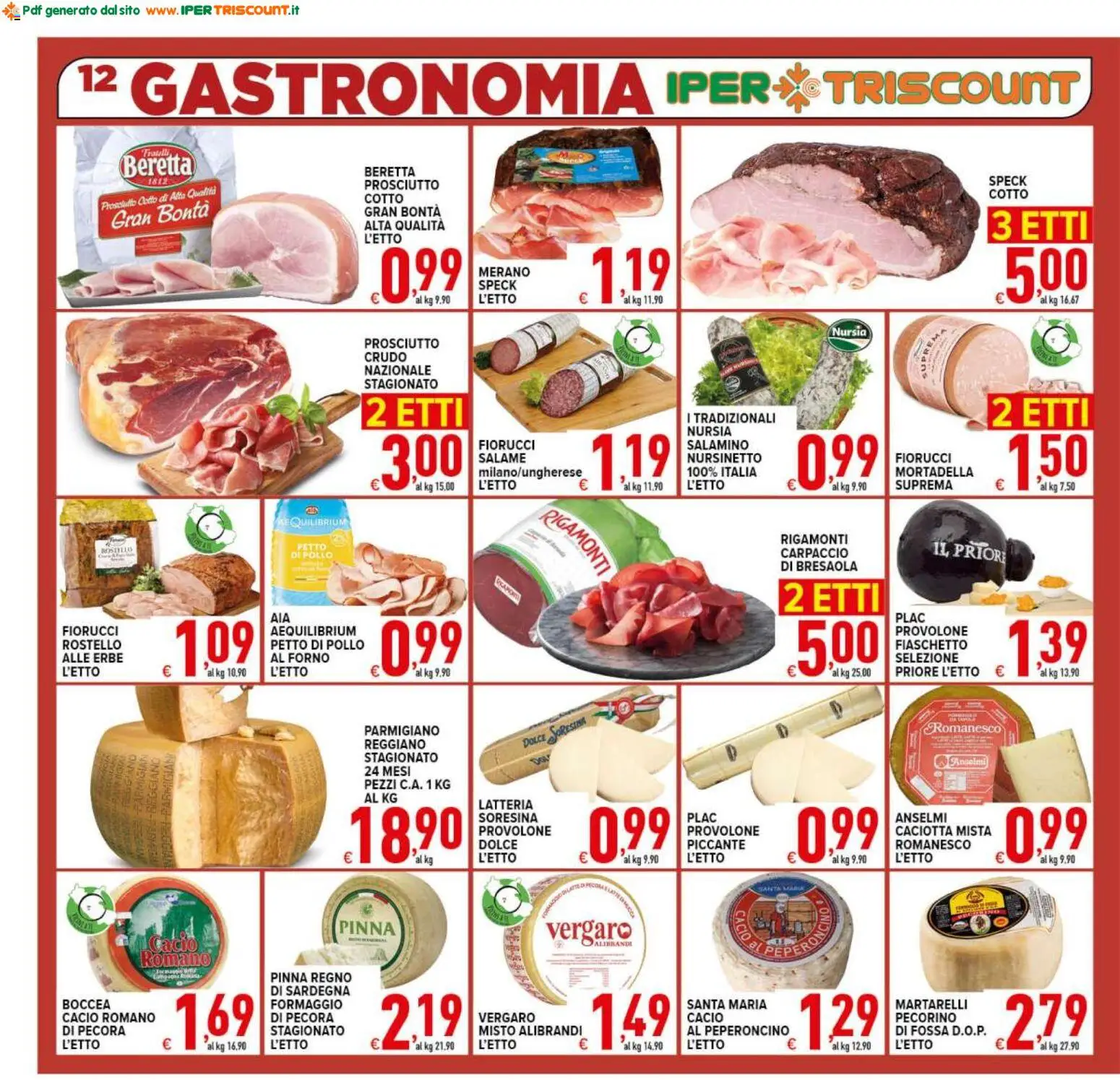 Volantino Ipertriscount del 29.04.2026 | Pagina: 12 | Prodotti: Provolone, Prosciutto Cotto, Salame, Prosciutto