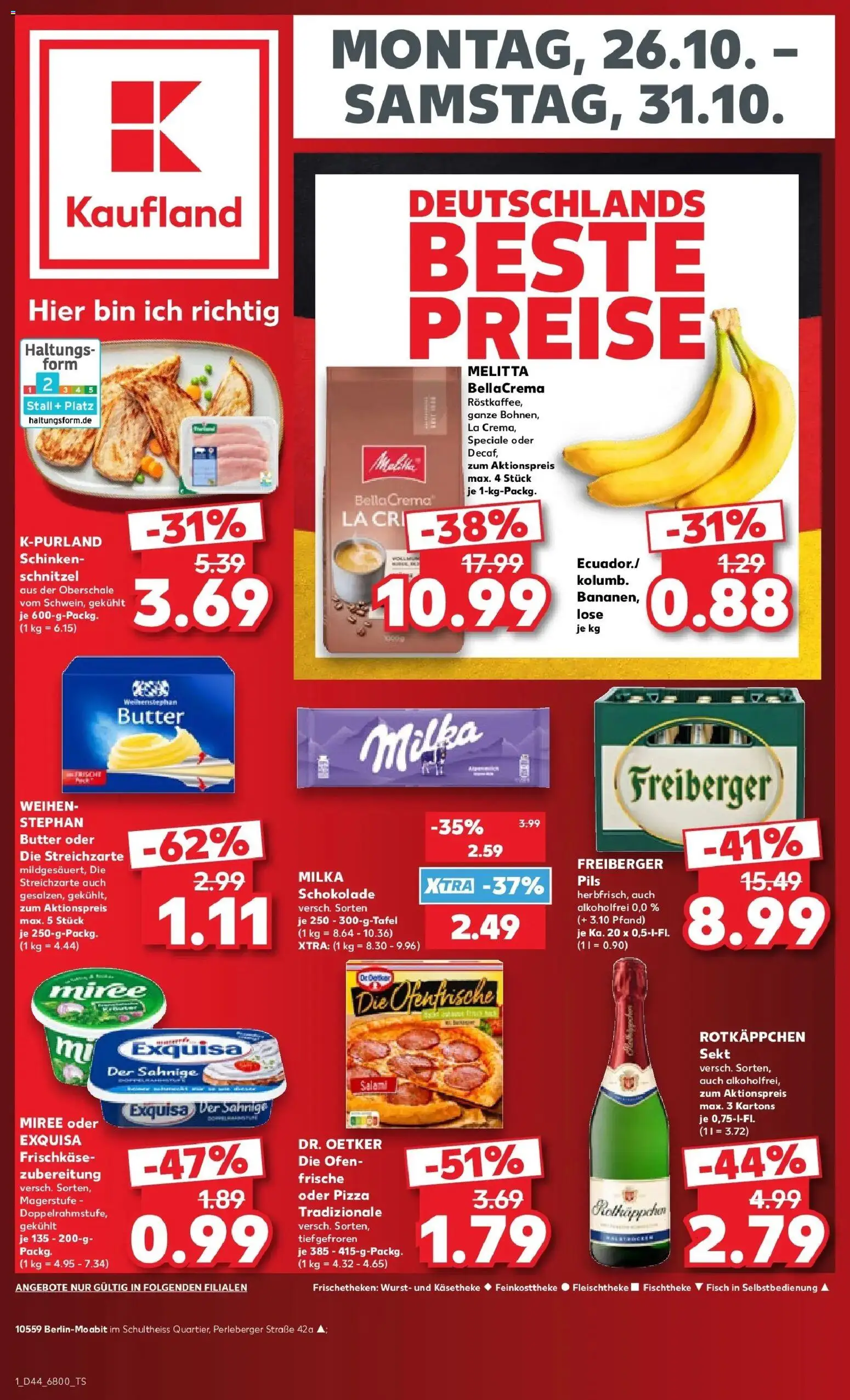 Prospekt Kaufland ab 26.10.2026 » Angebote Online zum Blättern | Seite: 1 | Produkte: Melitta, Sekt, Schnitzel, Fisch