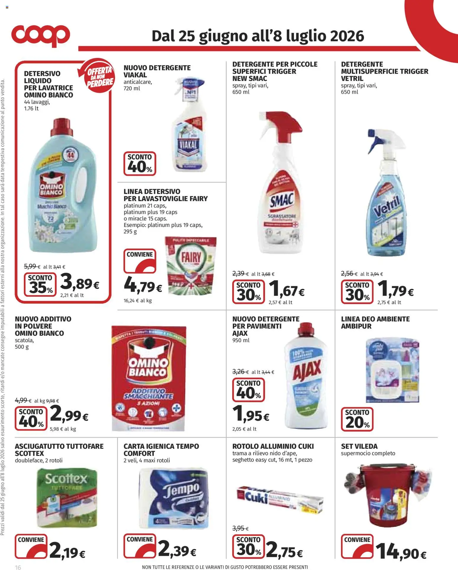 Volantino COOP del 25/06/2026 | Pagina: 16 | Prodotti: Carta igienica, Detergente, Lavatrice, Data