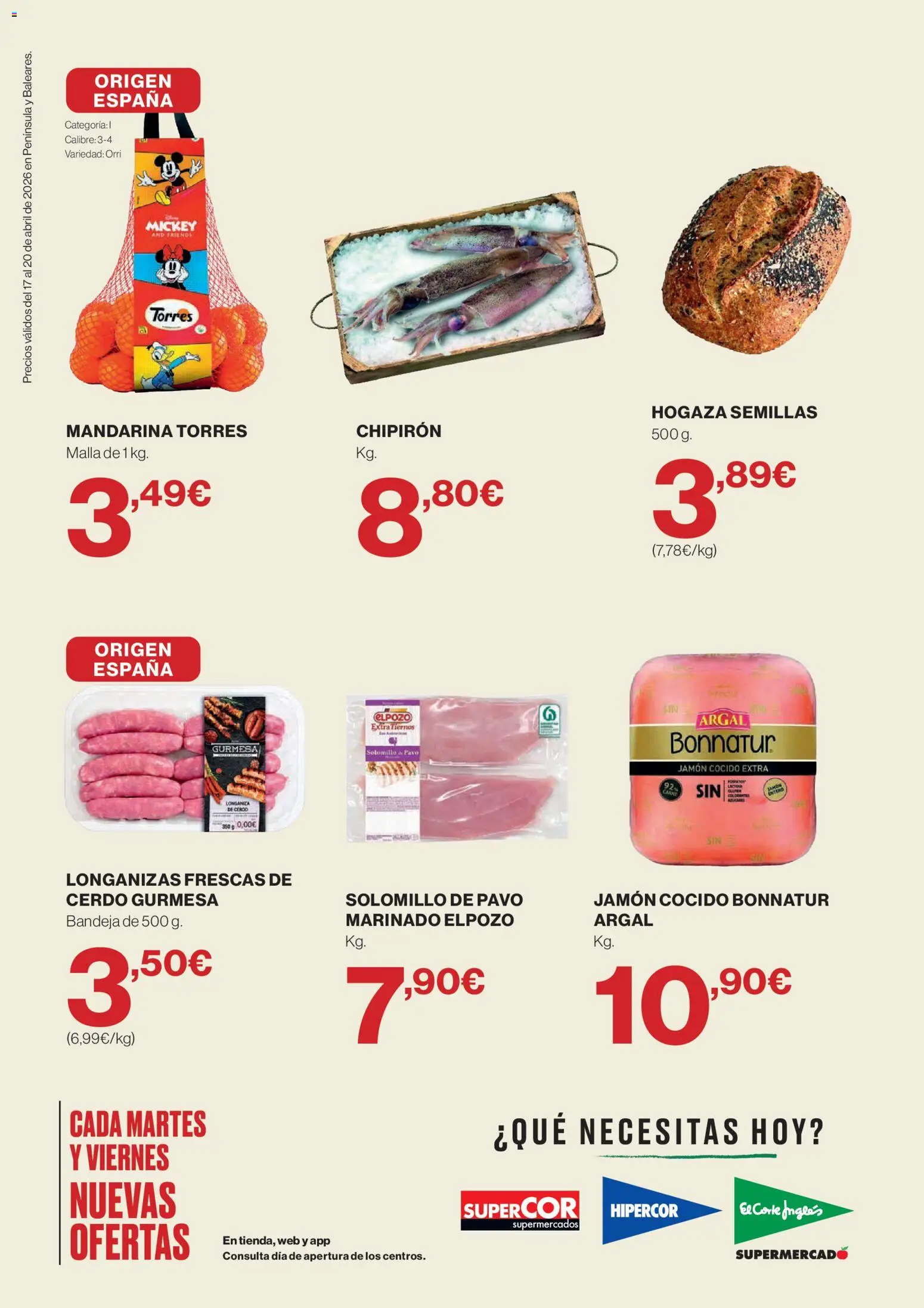 Hipercor catálogo │ válido desde el 17.04.2026 | Página: 2 | Productos: Jamón, Cerdo, Longaniza, Bandeja