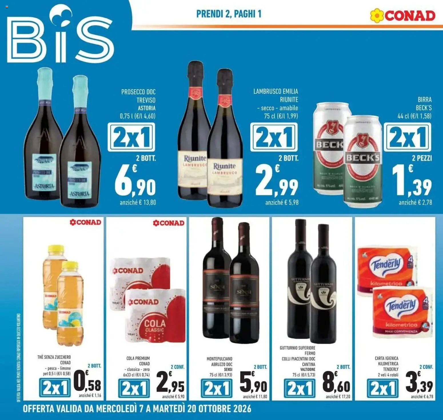 Anteprima volantino Conad dal 07/10/2026 prossima settimana | Pagina: 18 | Prodotti: Birra Beck's, Carta igienica, Prosecco, Limone