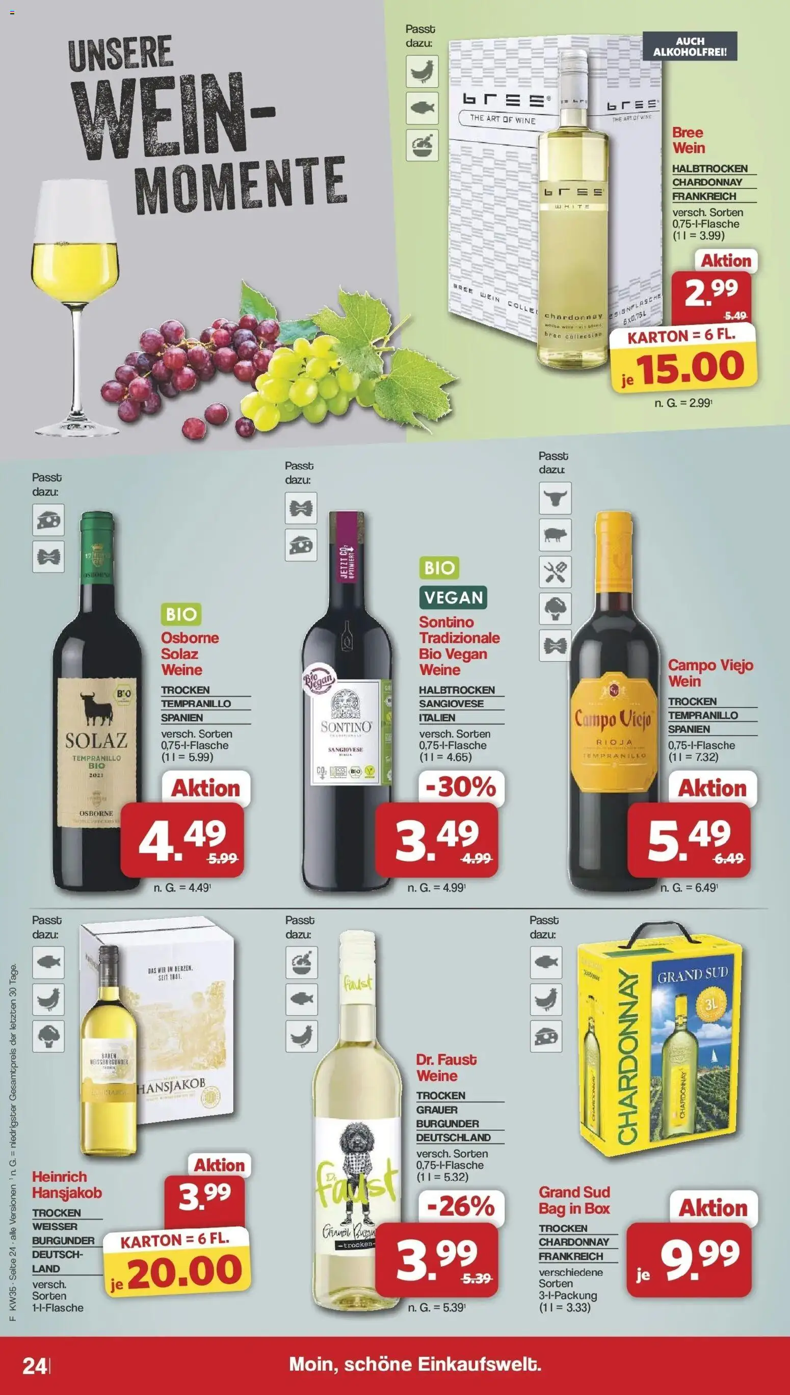 Famila Nordwest Wochenangebote (ab 24.08.2026) zum Blättern | Seite: 28 | Produkte: Osborne, Box, Bree, Wein