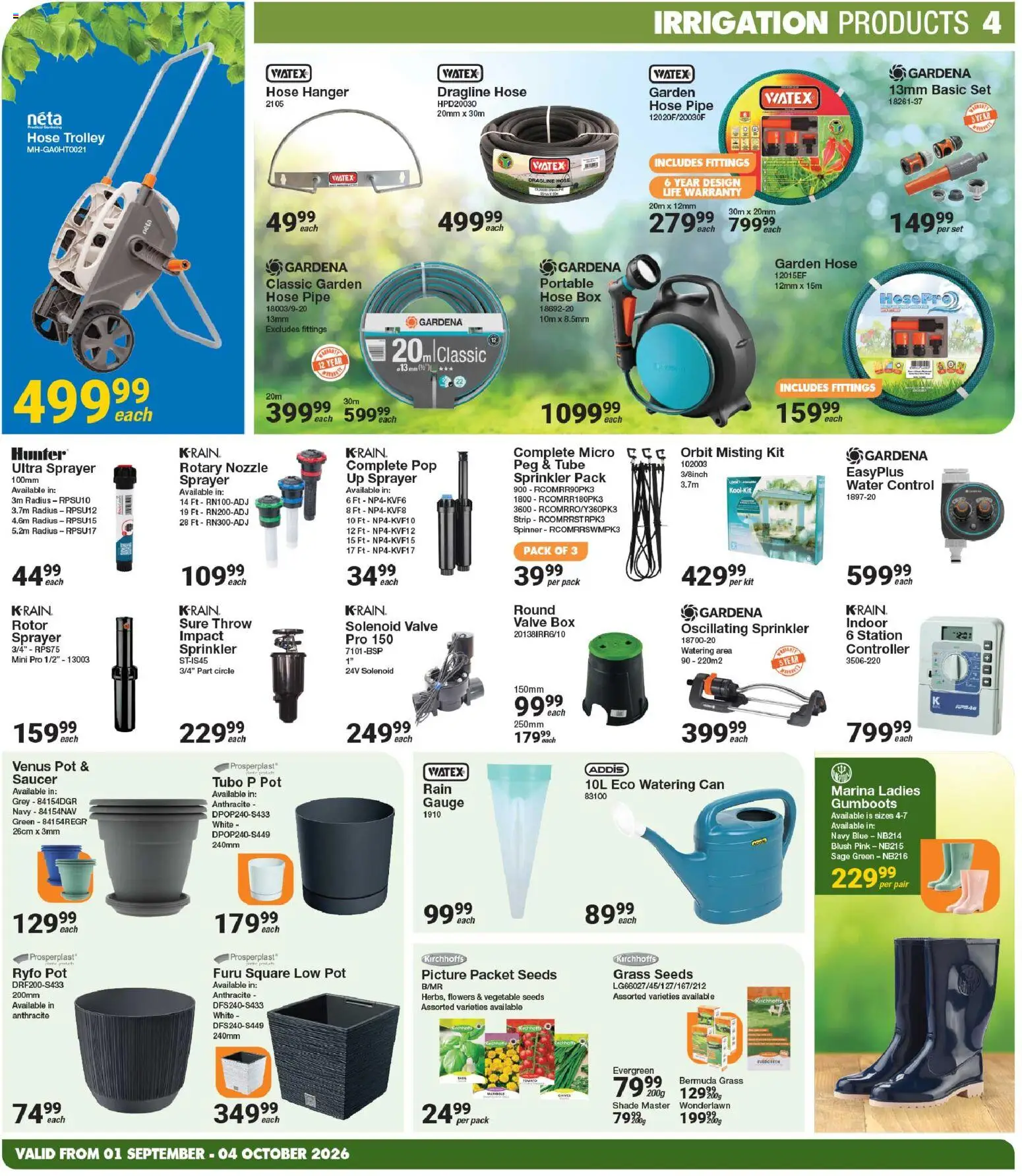 New MICA catalogue – valid from 01/09/2026 | Page: 4 | Products: Box, Garden hose, Valve, Water