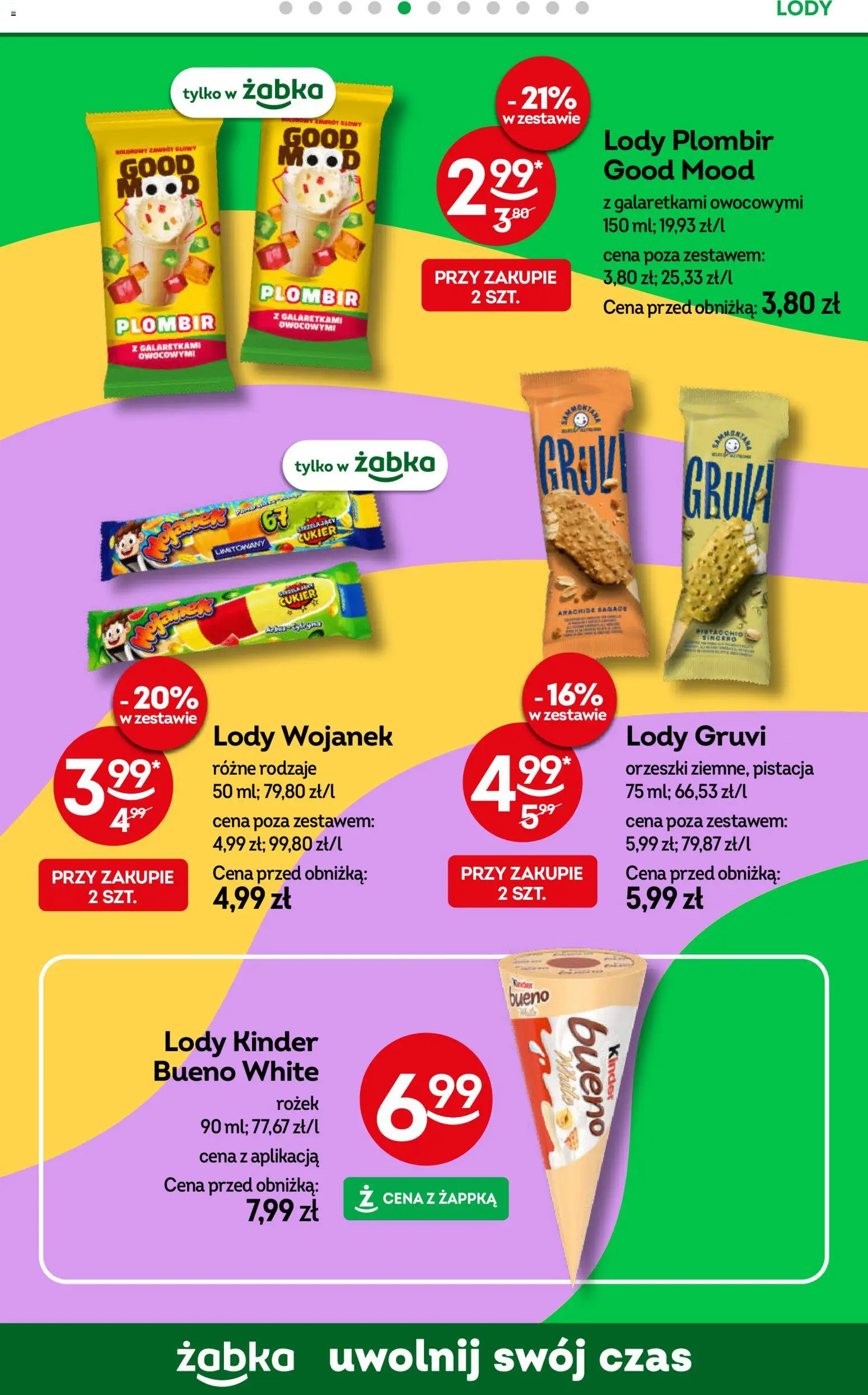 Żabka gazetka od 29.07.2026 | Strona: 52 | Produkty: Kinder Bueno, Lody, Cukier