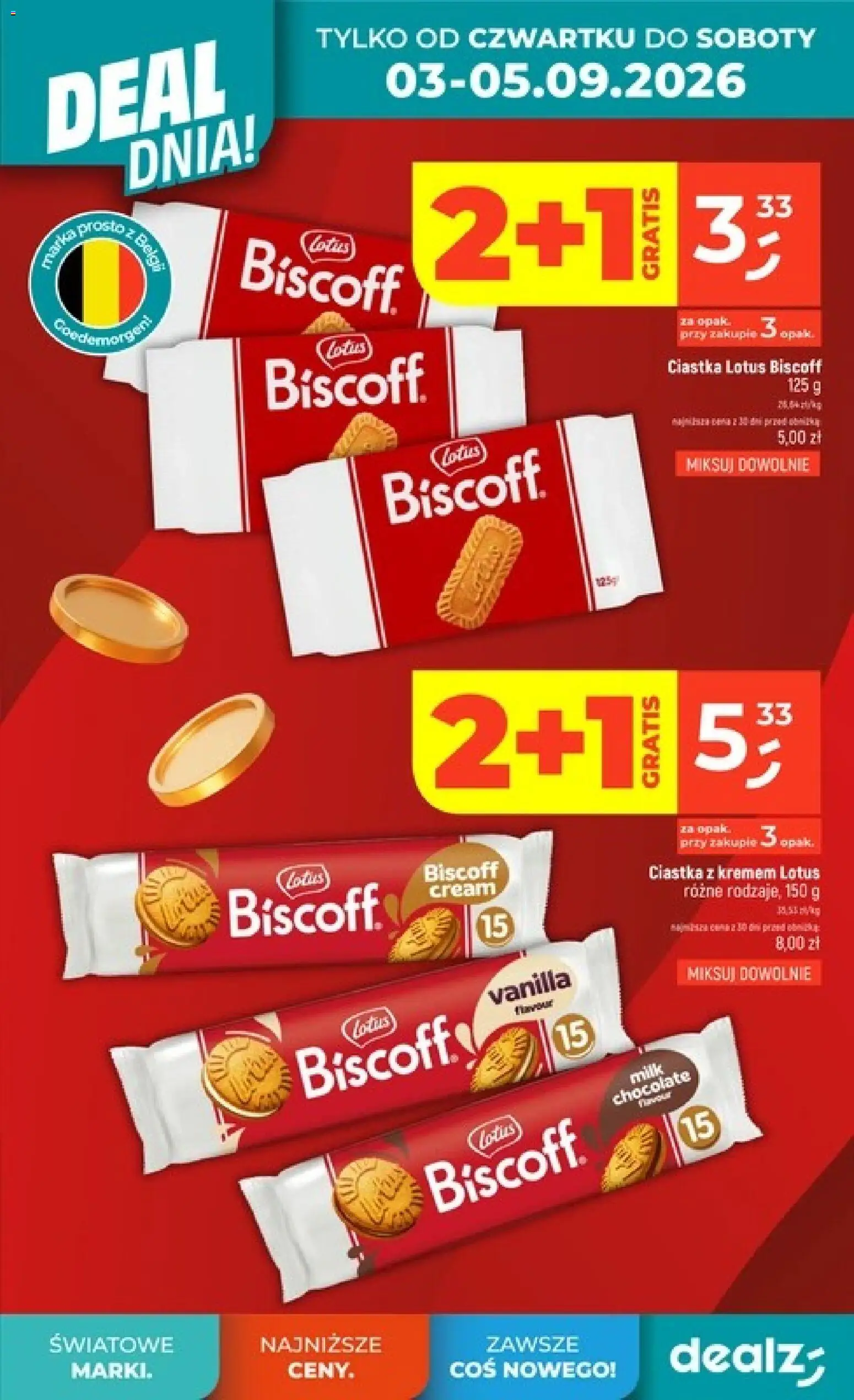 Dealz gazetka od 03.09.2026 | Strona: 3 | Produkty: Ciastka z kremem, Lotus, Ciastka Lotus, Ciastka