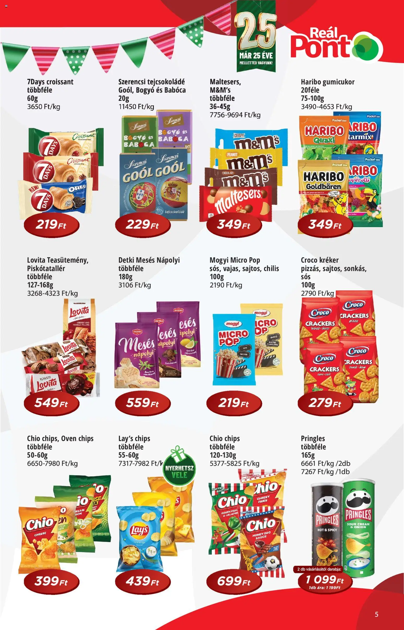 Reál akciós ujság - amely érvényes a következő dátumtól: 17.06.2026 | Oldal: 5 | Termékek: Pringles, Croissant, Gumicukor, Pizza