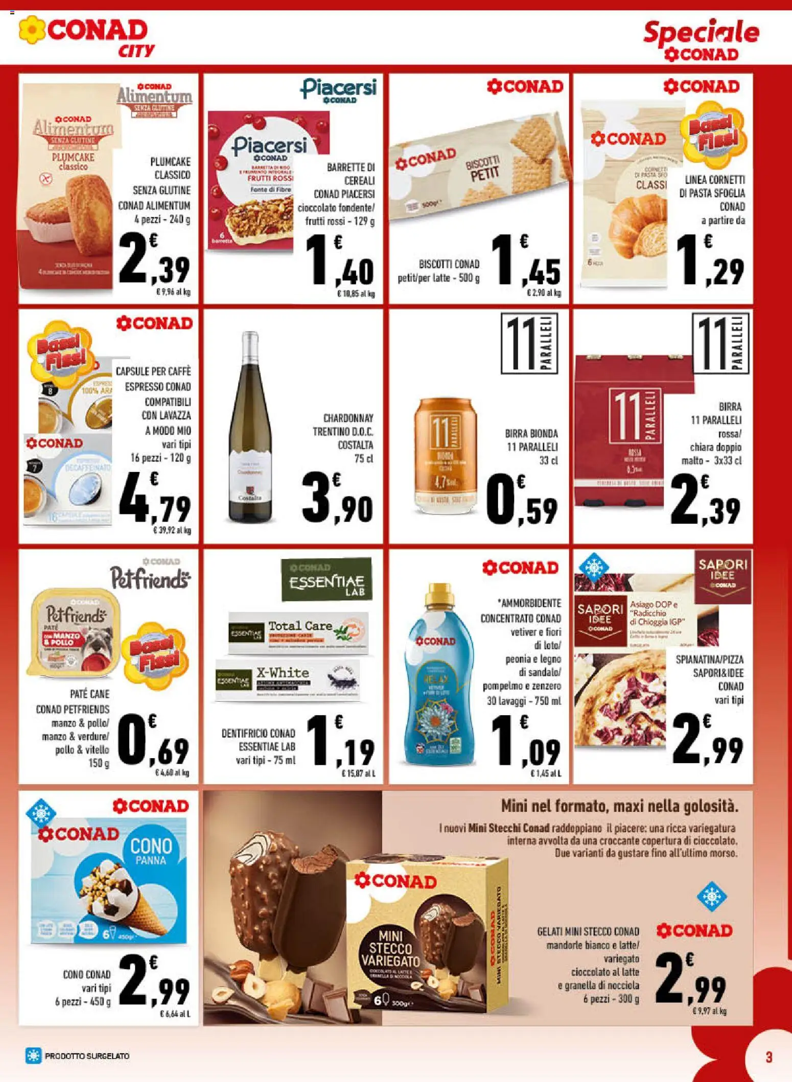 Volantino Conad del 29/07/2026 | Pagina: 3 | Prodotti: Paté, Biscotti, Pompelmo, Pasta