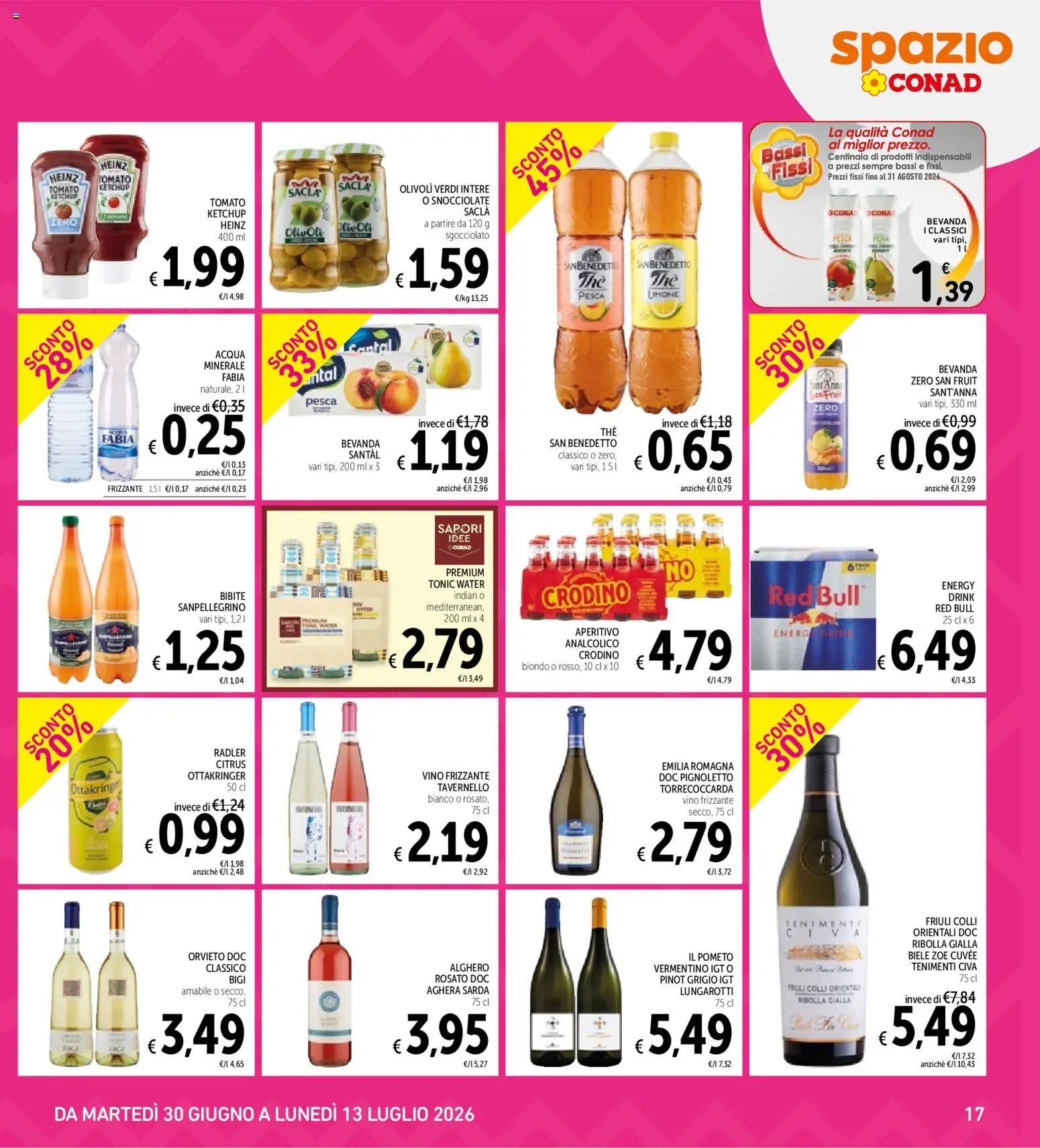 Volantino Spazio Conad del 30/06/2026 | Pagina: 17 | Prodotti: Ketchup, Acqua, Bibite, Aperitivo