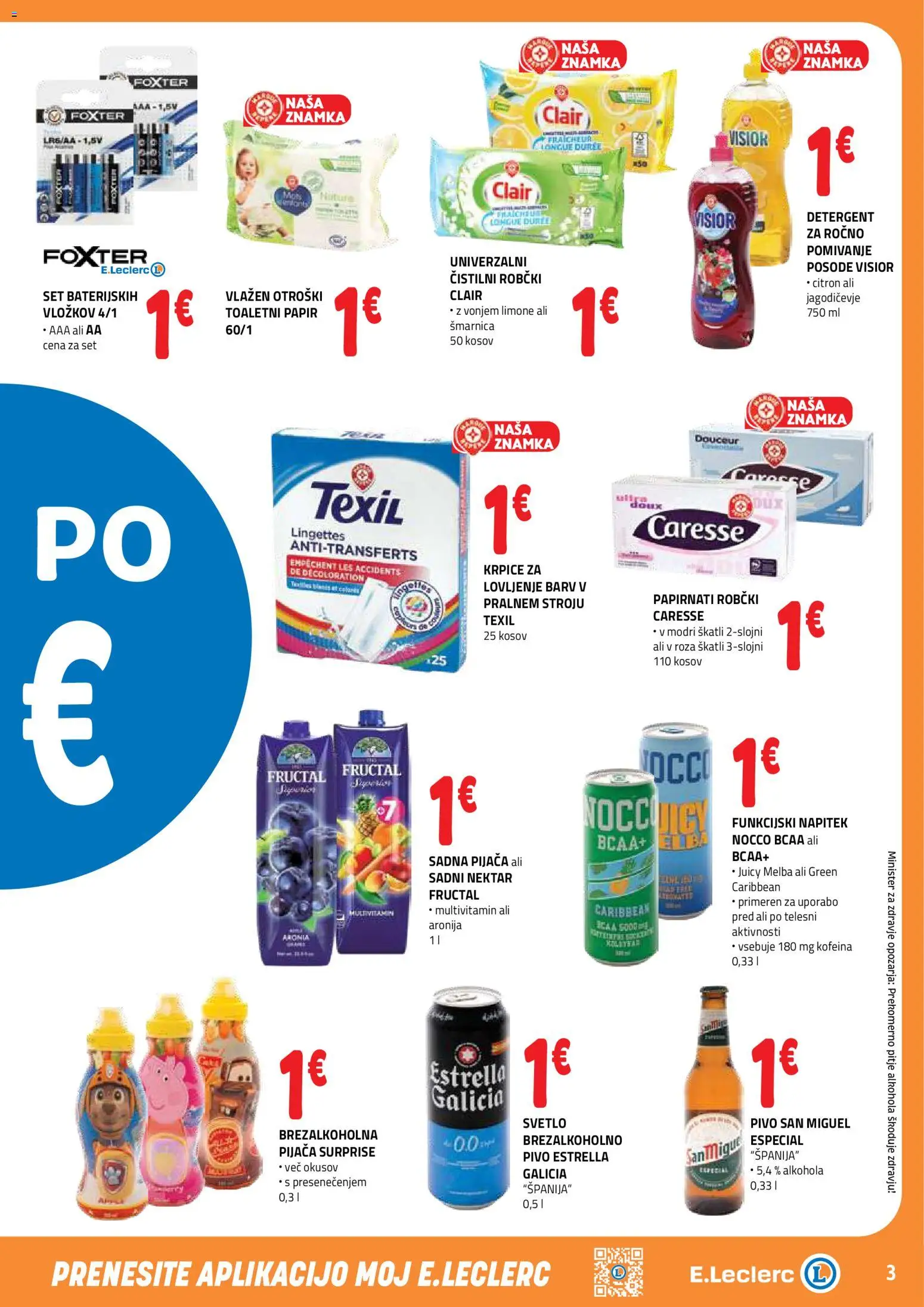 Novi E.leclerc katalog ponudbe – veljaven od 30.09.2026 | Stran: 3 | Izdelki: Toaletni papir, Robčki, Pivo, Detergent