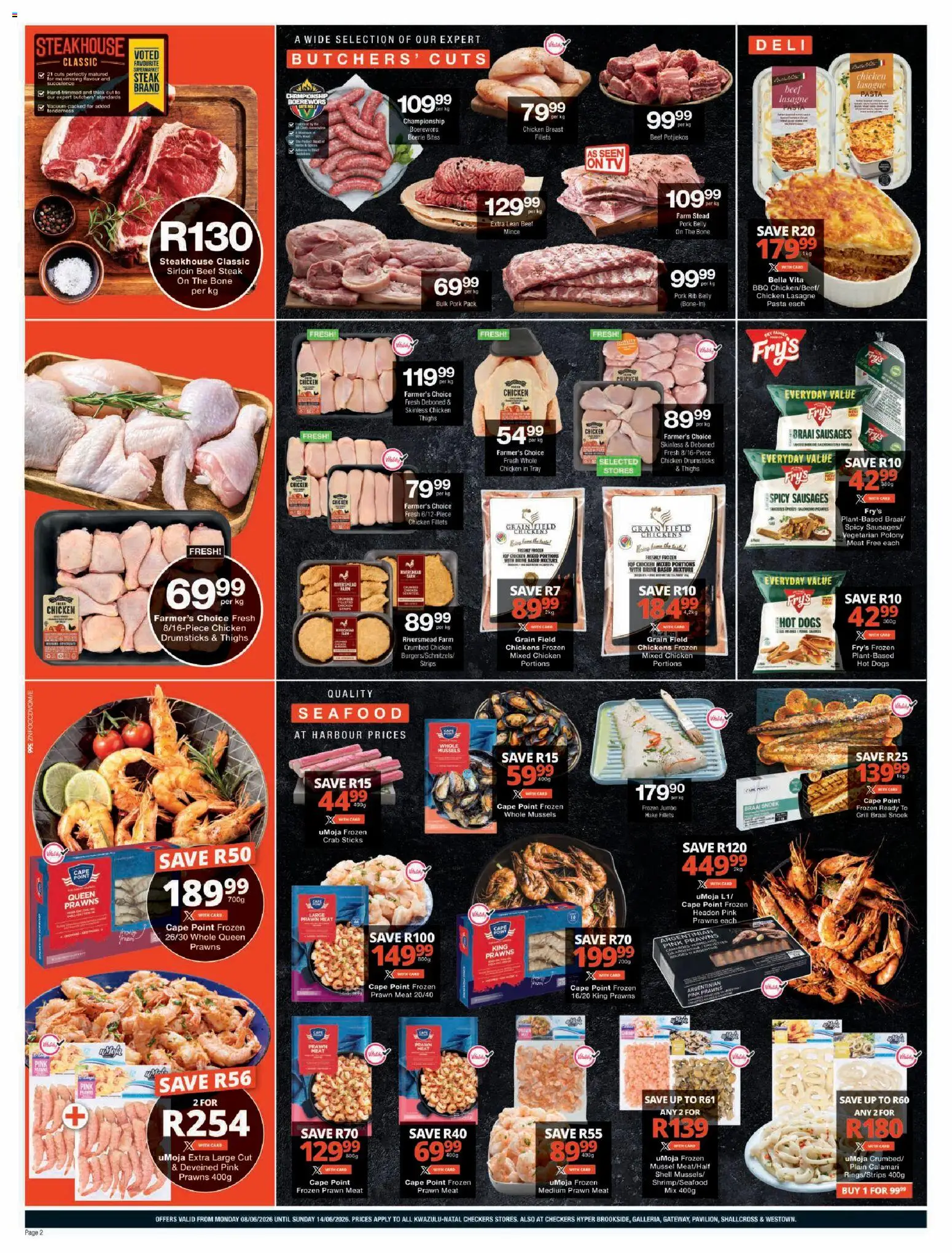 New Checkers catalogue – valid from 08.06.2026 | Page: 2 | Products: Tray, Steak, Chicken, Pork