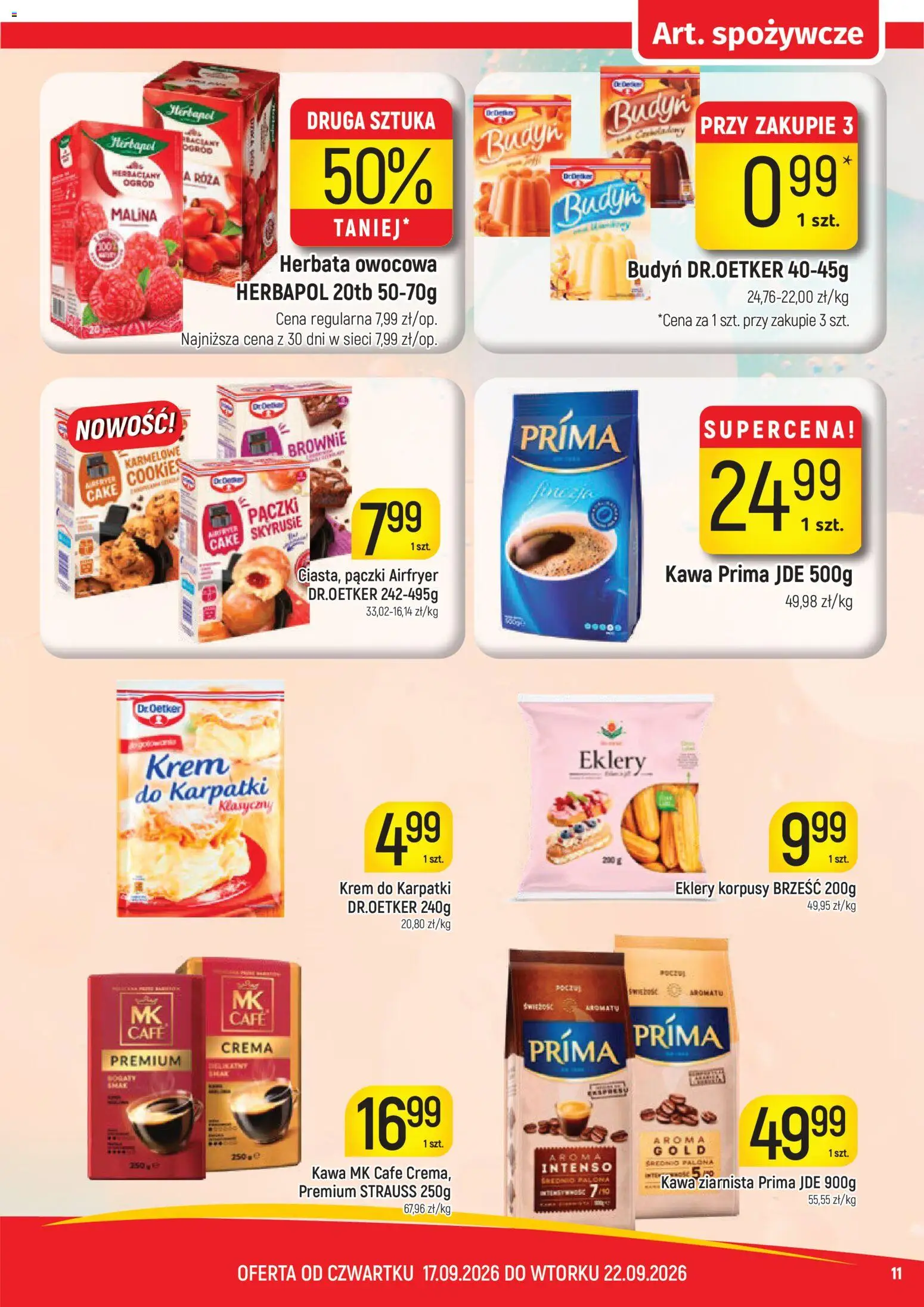 Piotruś Pan gazetka od 17.09.2026 | Strona: 11 | Produkty: Budyń, Kawa mk cafe, Kawa, Herbata