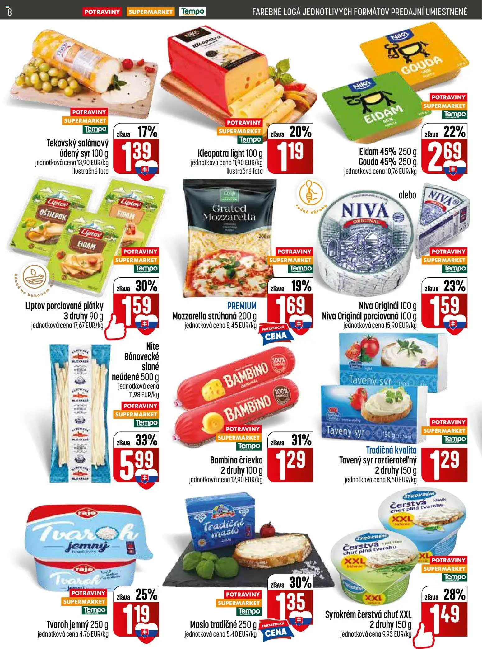 Nové COOP Jednota akcie – leták je platný od 11.06.2026 | Strana: 8 | Produkty: Maslo, Gouda, Eidam, Mozzarella