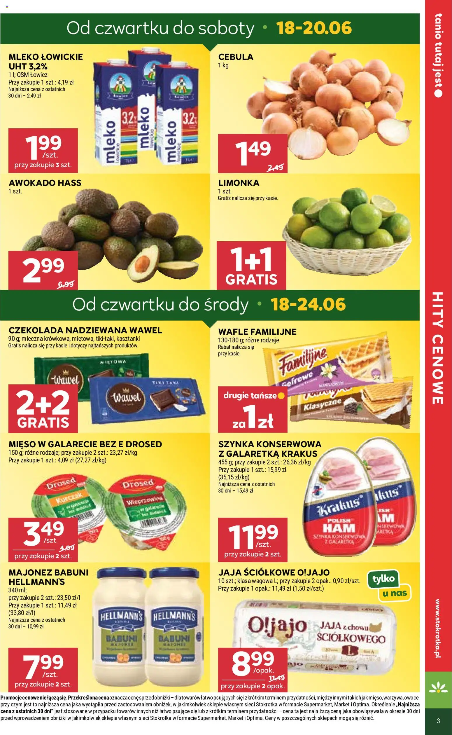 Stokrotka gazetka - Market od 18.06.2026 | Strona: 3 | Produkty: Limonka, Stokrotka, Szynka, Mleko łowickie